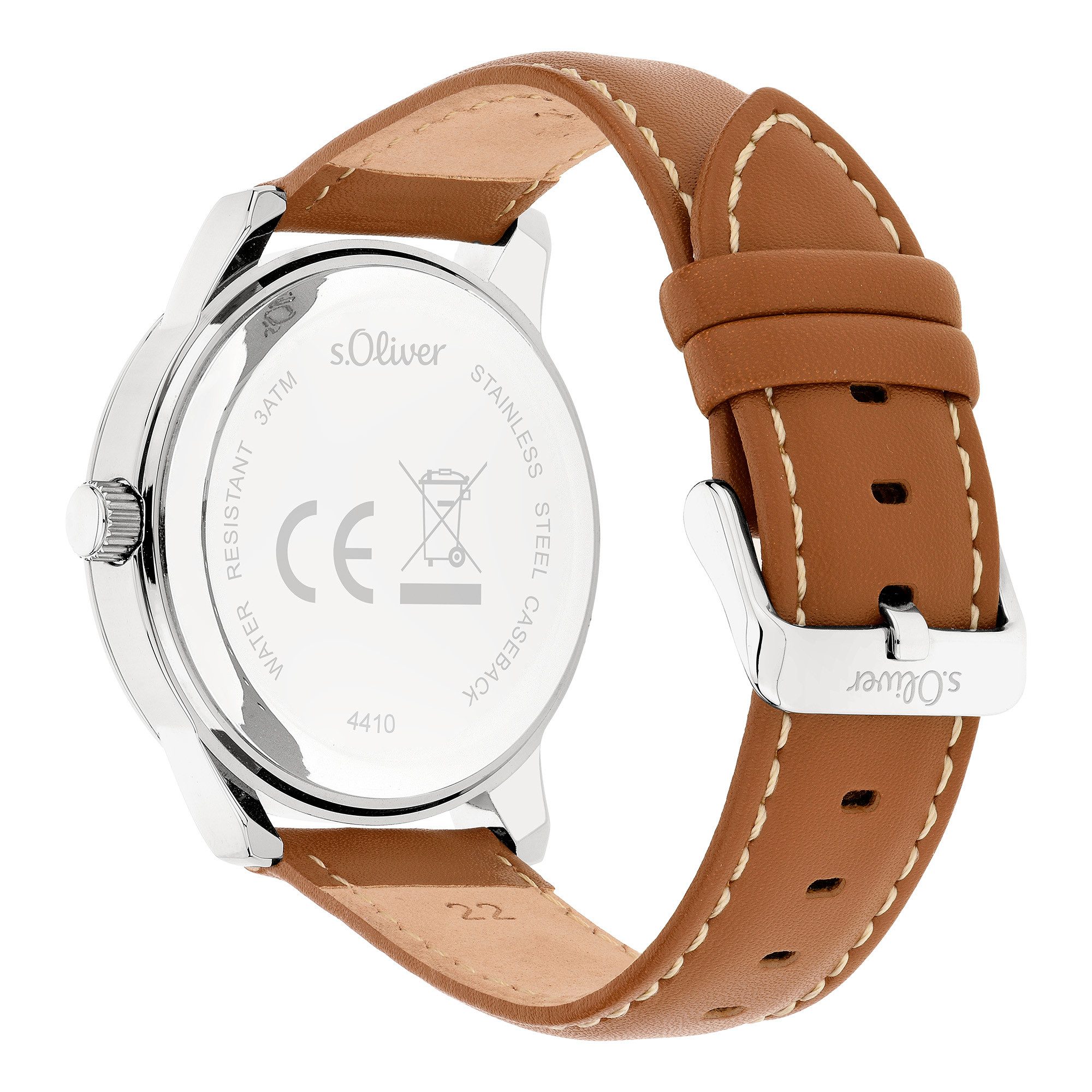 s.Oliver Quarzuhr Core Round SO-4410-LQ, Armbanduhr, Herrenuhr, analog