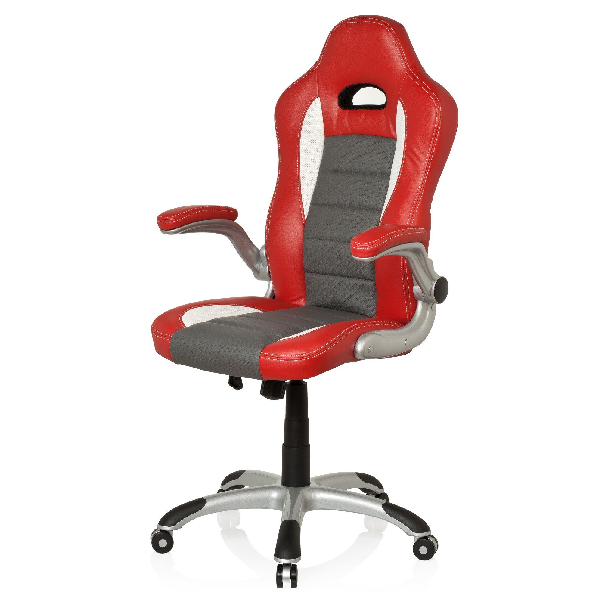 Drehstuhl GAME / SPORT Gamingstuhl hjh Rot ergonomisch Weiß Kunstleder, OFFICE