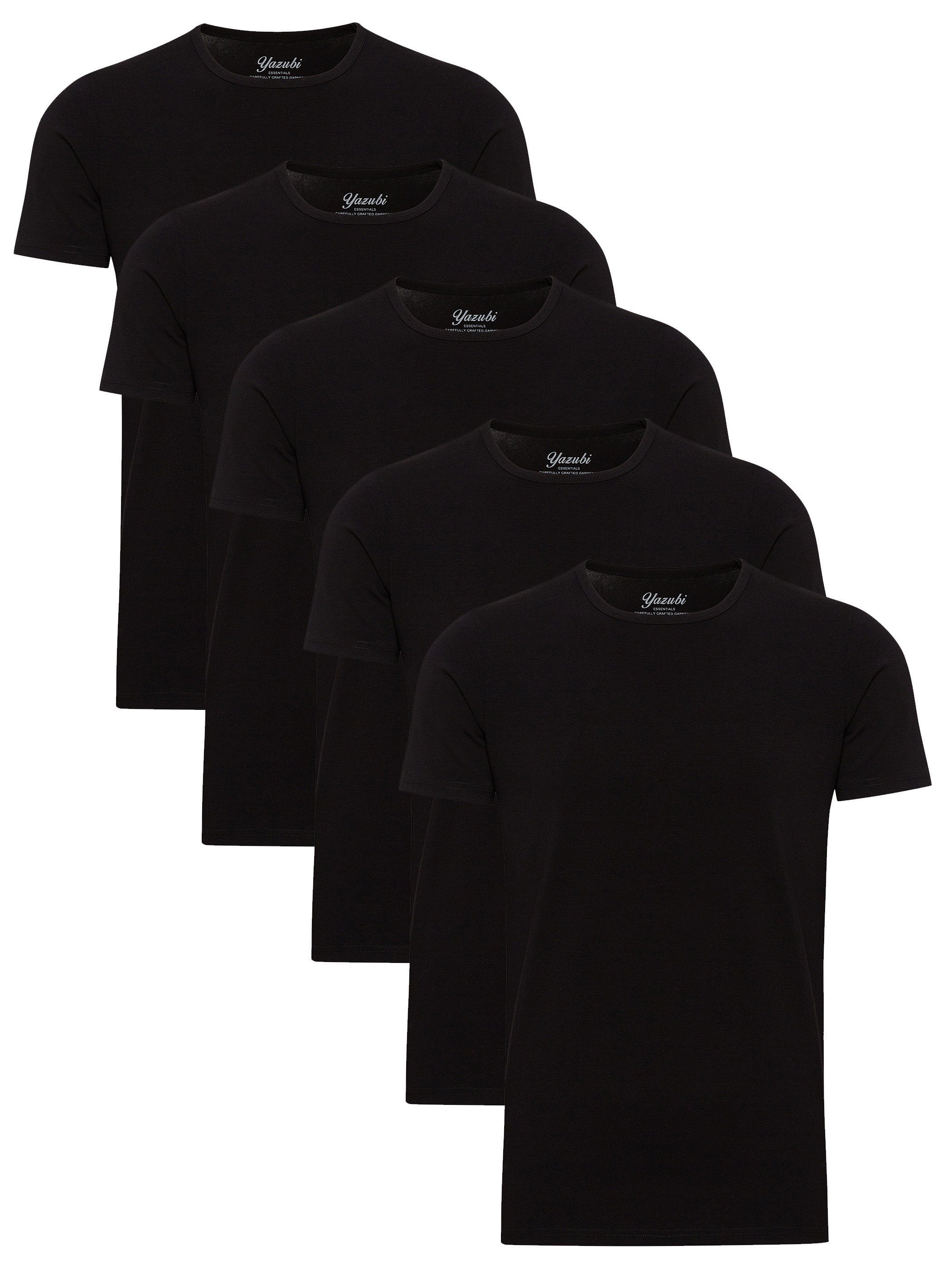 Yazubi T-Shirt 5-Pack Mythic Basic Tee Crew Neck (Set, 5er-Pack) modernes Rundhalsshirt Schwarz (Black 194008)