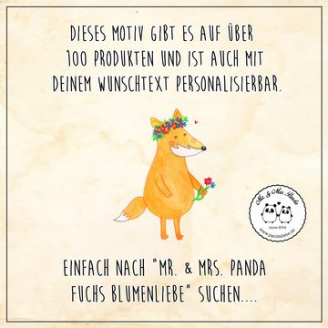 Mr. & Mrs. Panda Tasse Fuchs Blumen - Transparent - Geschenk, Blumenkranz, Becher, Camping, Edelstahl, Karabinerhaken