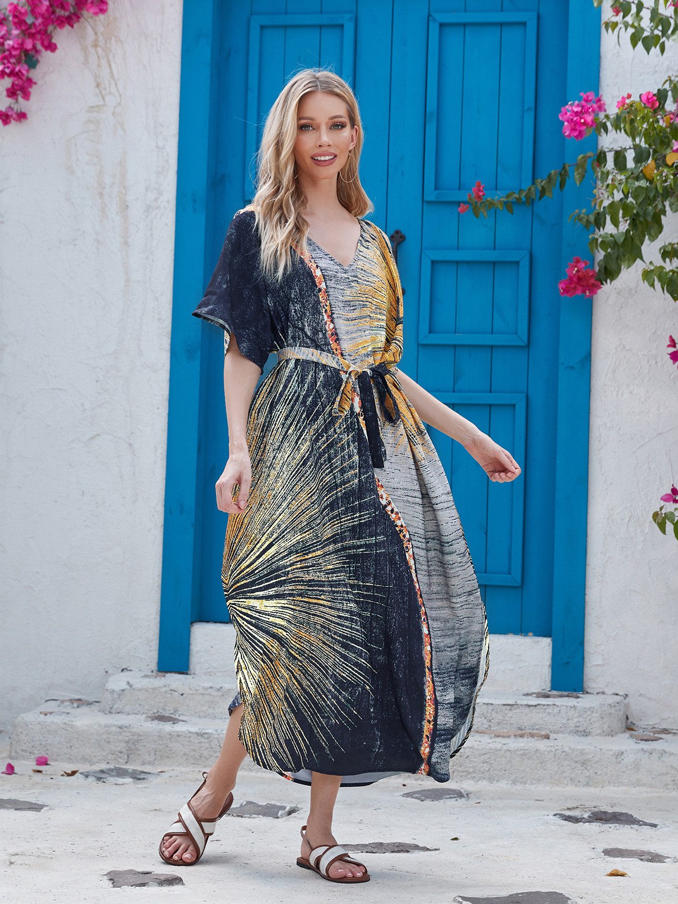 RWEUOQ Strandkleid Maxikleid Strand-Tunika Bikini-Überwurf Beachwear günstig online kaufen