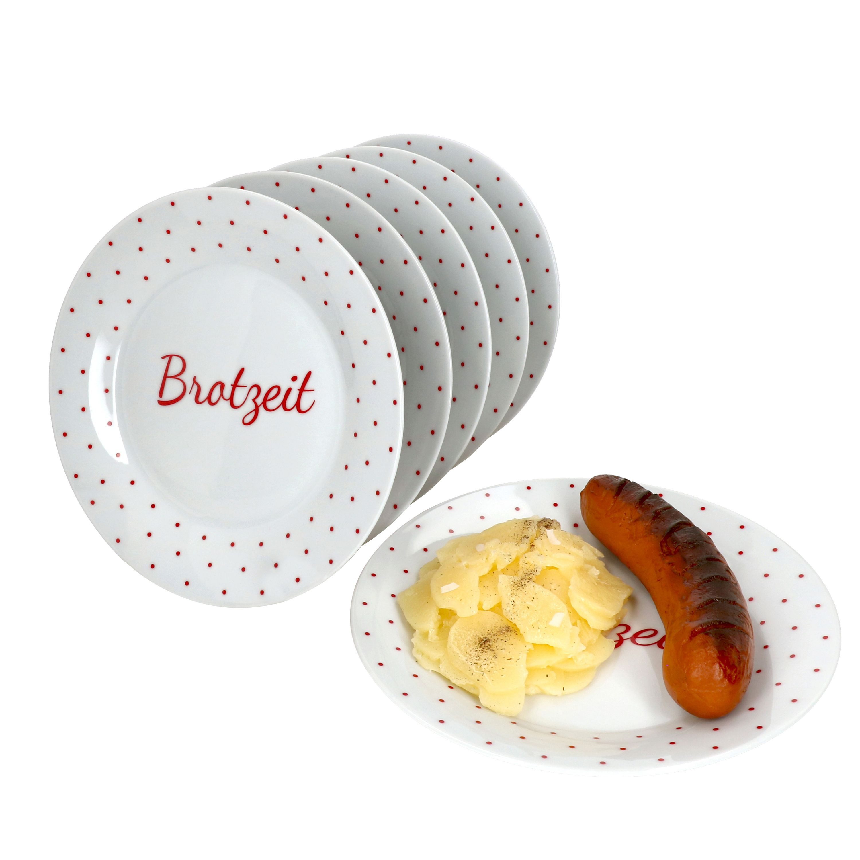 MamboCat Frühstücksteller 6er Set Frühstücksteller Berta 19cm rot Brotzeit - 1018960