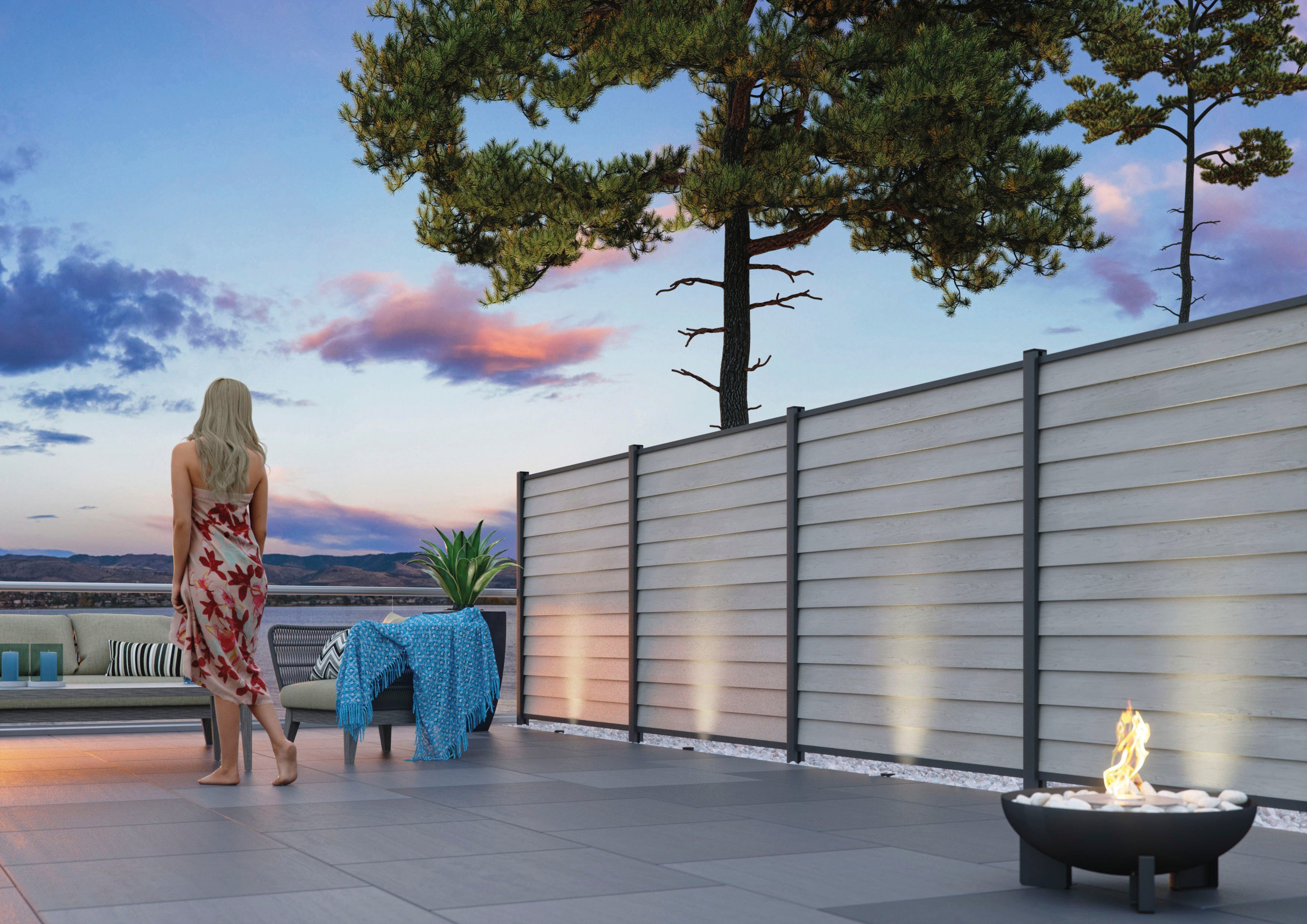 Tetzner & Jentzsch Sichtschutzelement Sacramento, (Set, 7-St), langlebig, witterungsbeständig