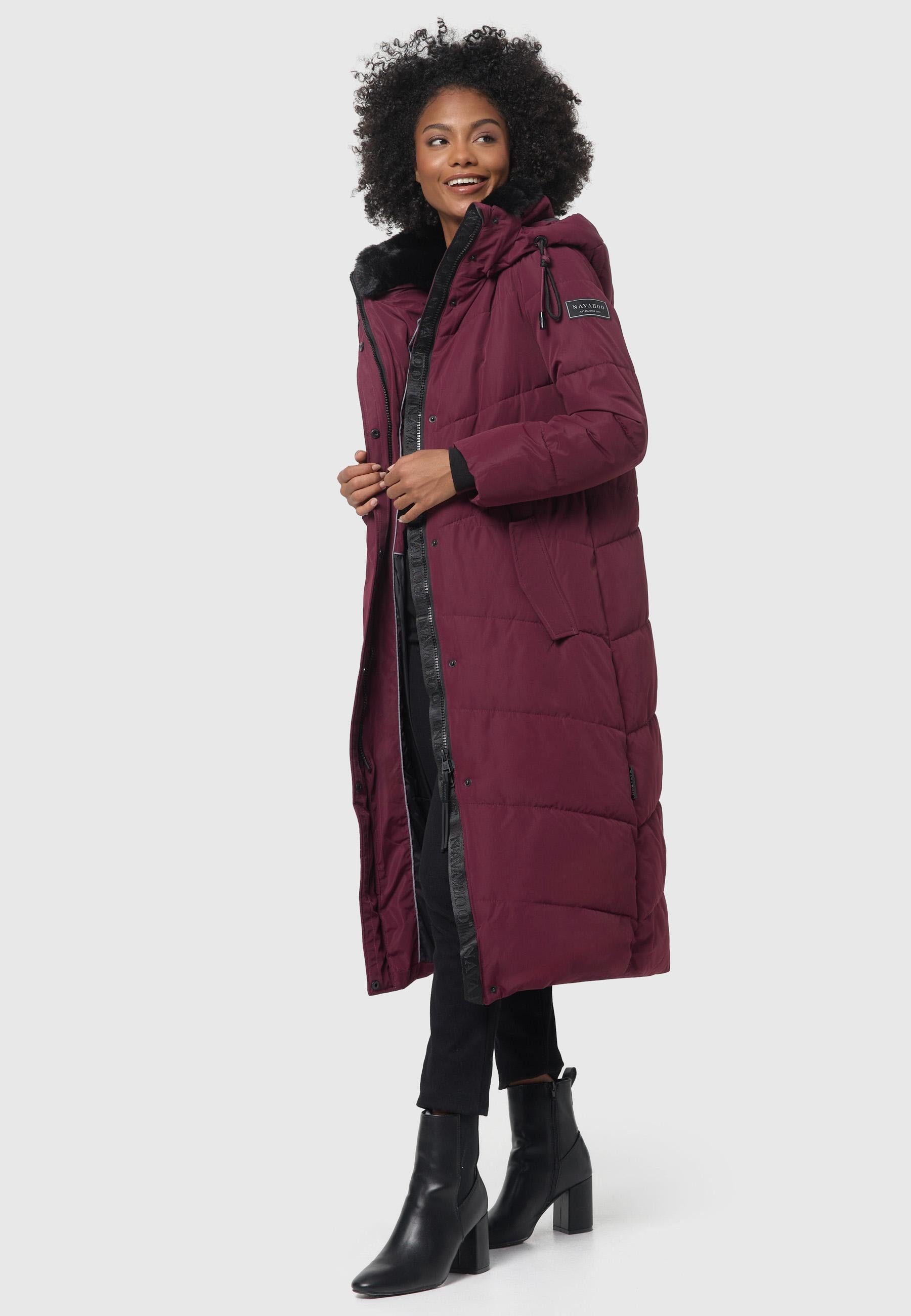 Navahoo Steppmantel Hingucker XIV Damen Wintermantel mit abnehmbaren Kunstfellkragen