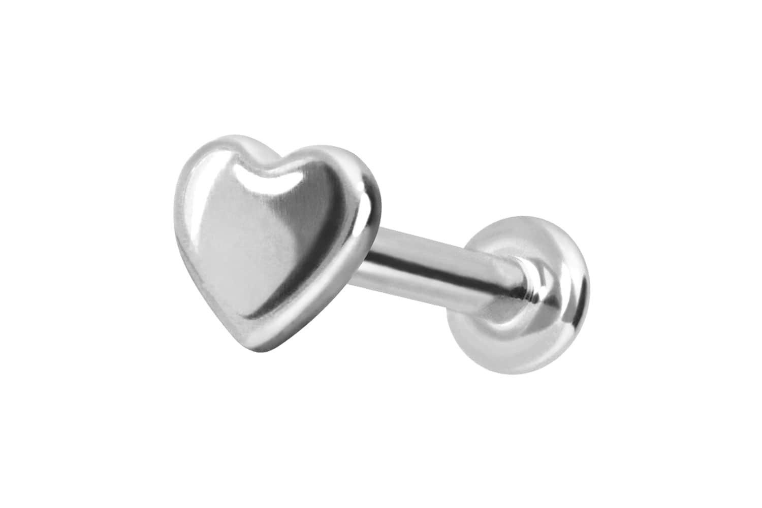 Piercing-Set 14 Karat Gold Labret mit Push Fit HERZ