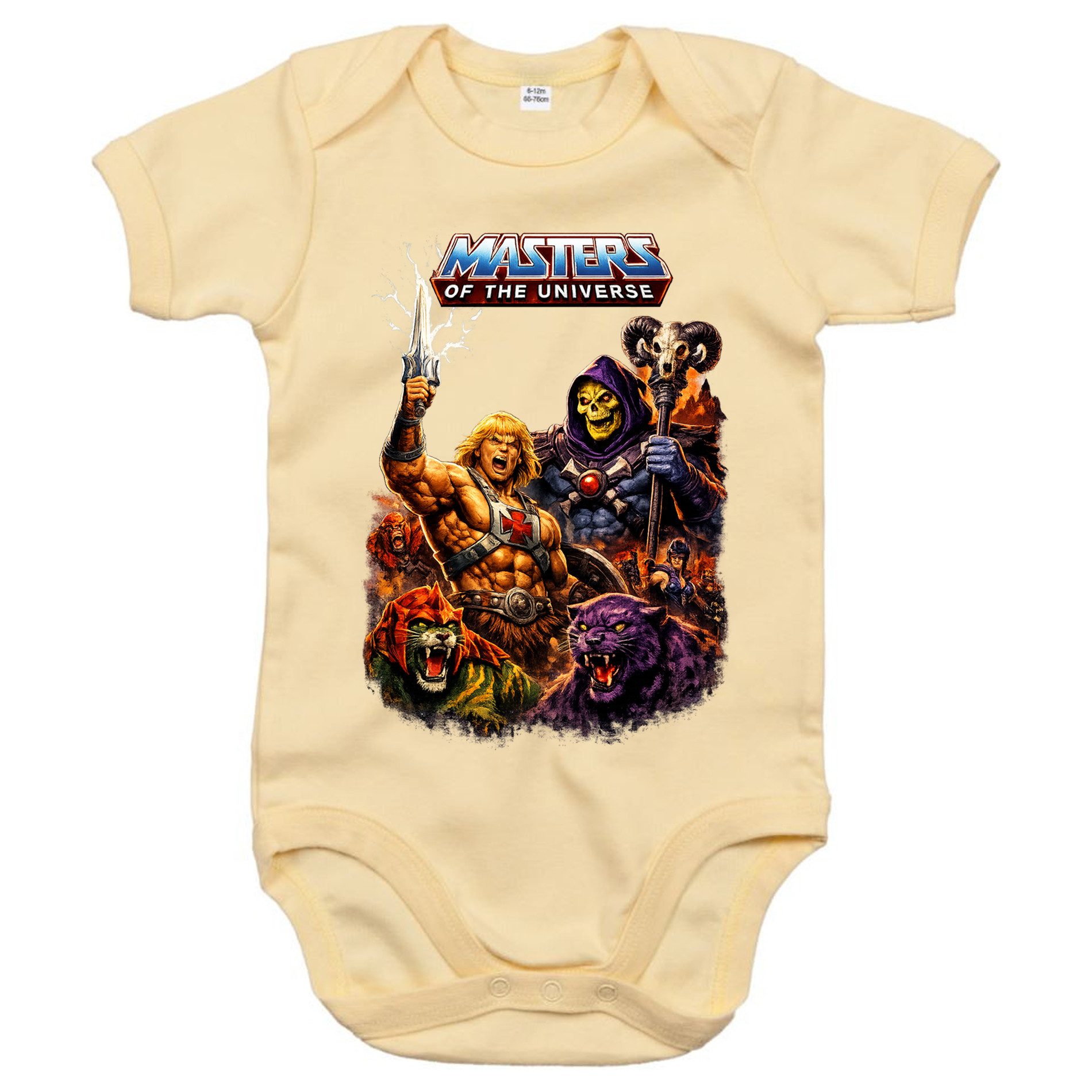 Blondie & Brownie Strampler Baby Body He Man MOTU Retro 80s Krieger Totenschädel Motiv (Einzelteil, Einzelartikel) Eternia Retro Krieger Baby Body Edition