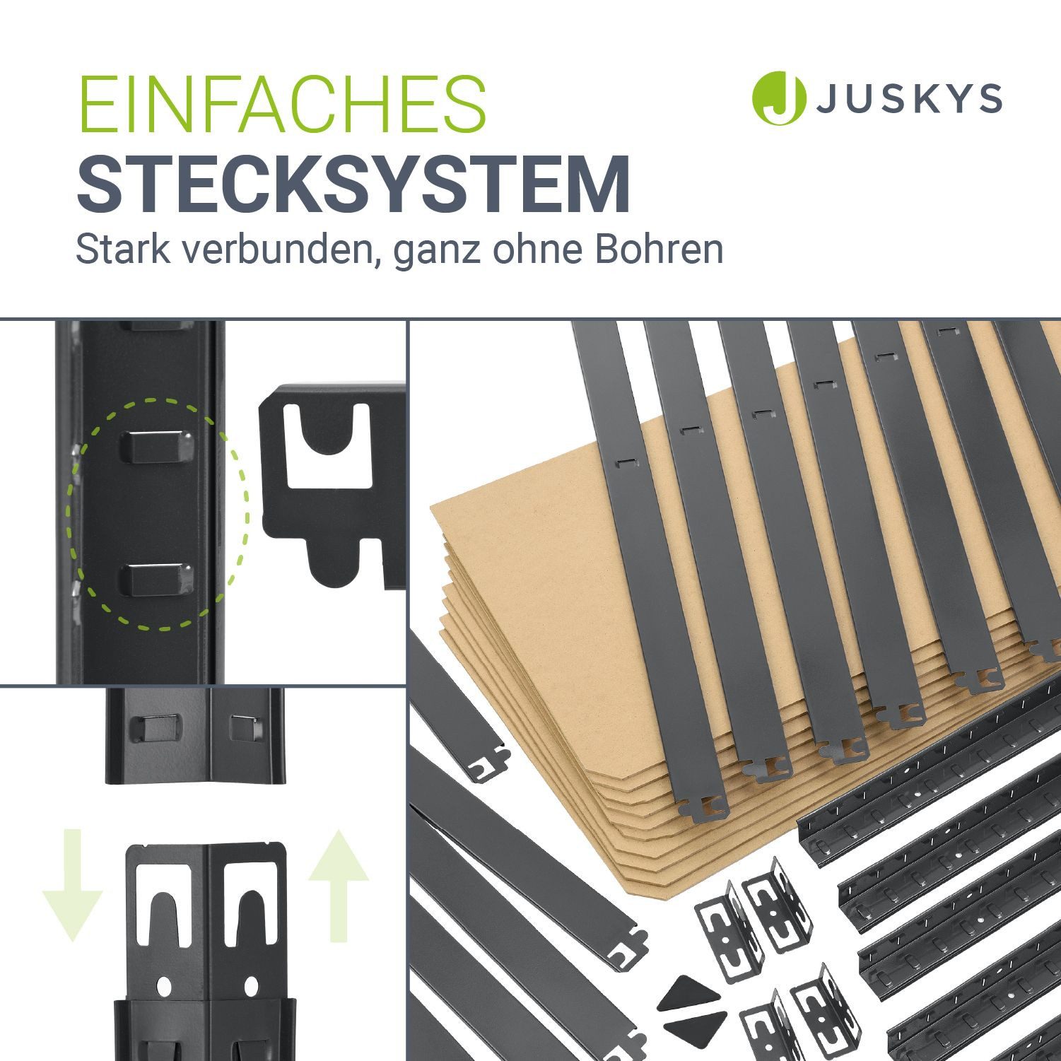 Juskys Schwerlastregal Basic, 2-tlg., Regalsystem mit 10 Einlegeböden, je 175 kg Traglast, Abstände wählbar