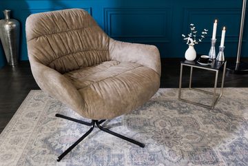 riess-ambiente Sessel BIG DUTCH taupe / schwarz (Einzelartikel, 1-St), Wohnzimmer · Microfaser · 360° drehbar · Retro