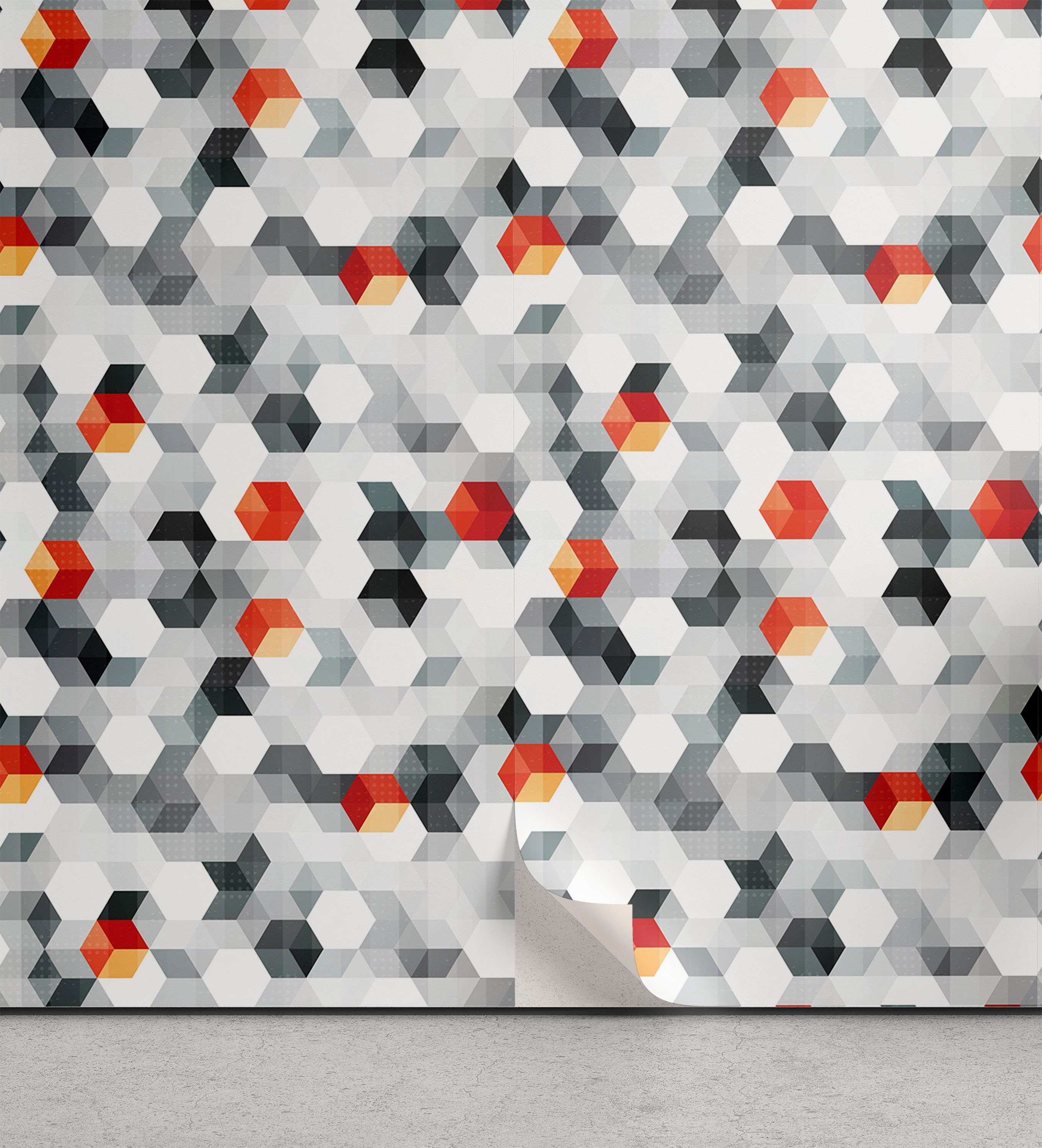 Wohnzimmer Vinyltapete selbstklebendes Cubes Küchenakzent, Hexagons Geometrisch und Abakuhaus