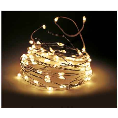Spetebo Lichterkette LED Draht Lichterkette mit Fernbedienung - 100 LED, 100-flammig, inkl. Timer, 8 Leucht Funktionen