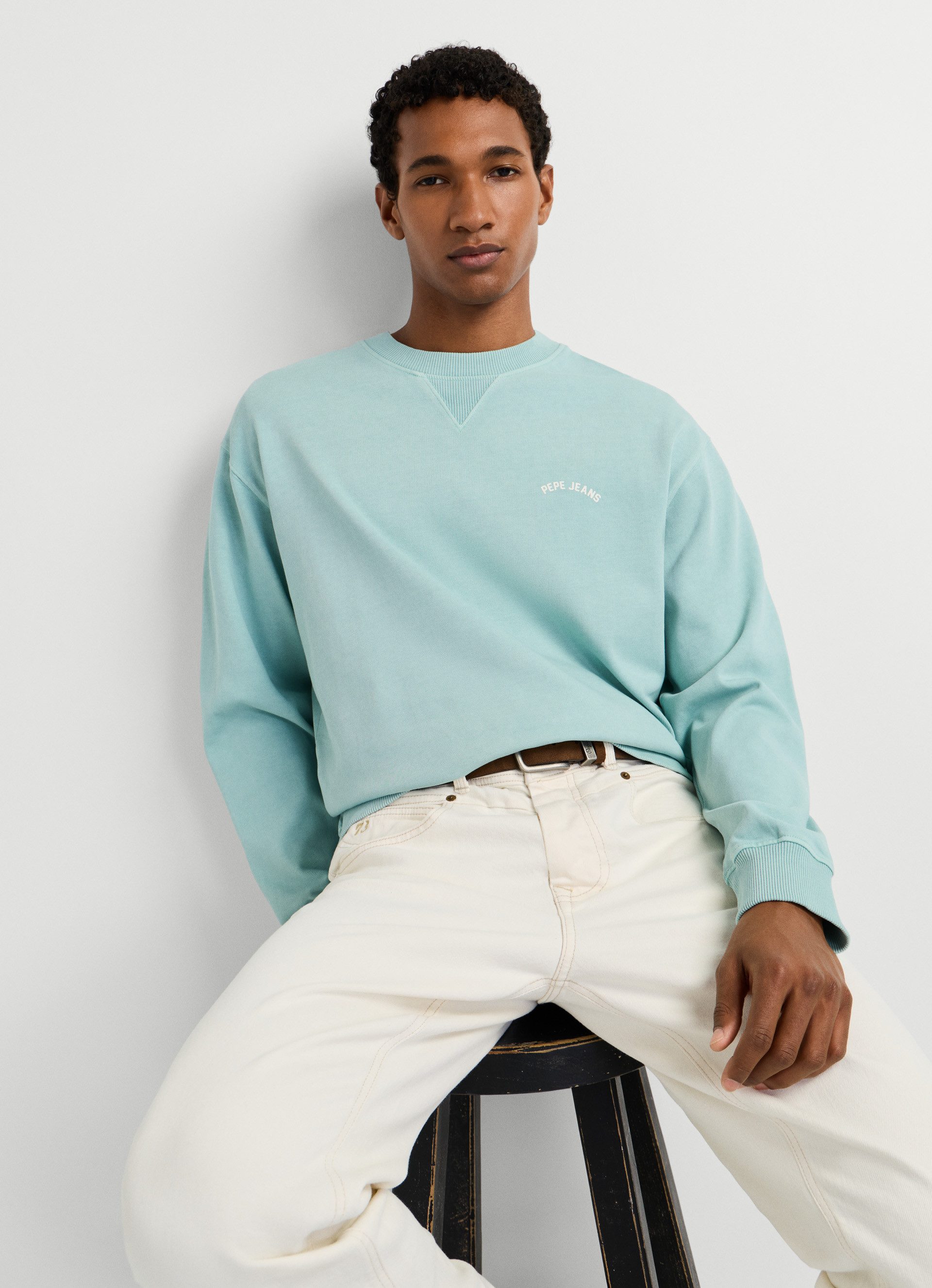 Pepe Jeans Sweatshirt JOHN CREW mit Rippeinsatz am Rundhals, Logoschriftzug – Bild 5 von 5