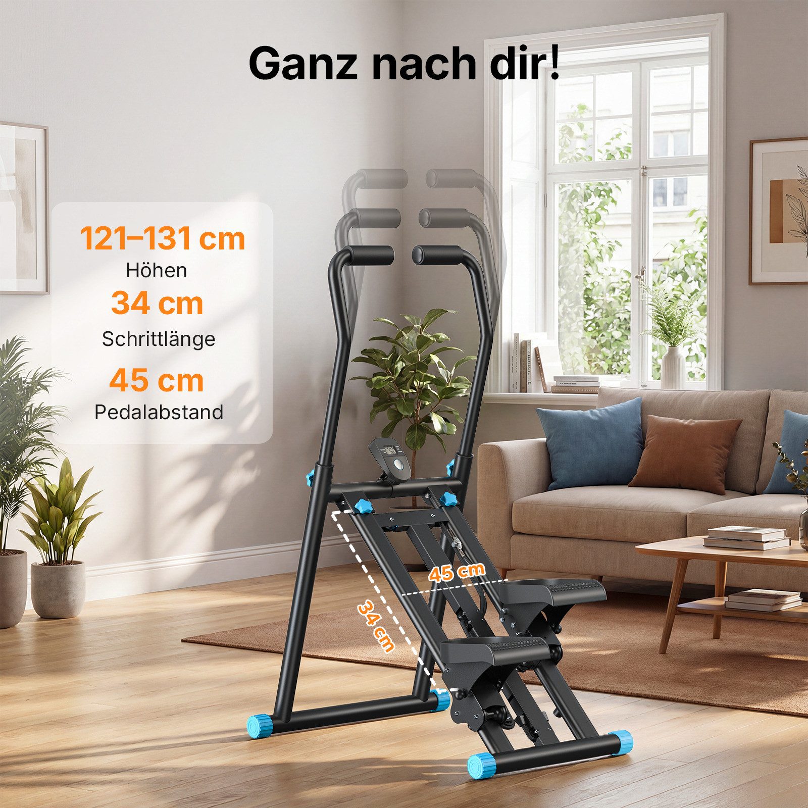 MERACH Stepper Stair Stepper Heimtrainer Klettergerät bis 150 kg, Fitness für Zuhause (mit LCD-Anzeige & Echtzeit-Tracking, 1-tlg., 3 Widerstandsstufen, Fitnessgerät für Beine & Core), Gelenkschonendes Klettertraining, max. Benutzergewicht 150 kg