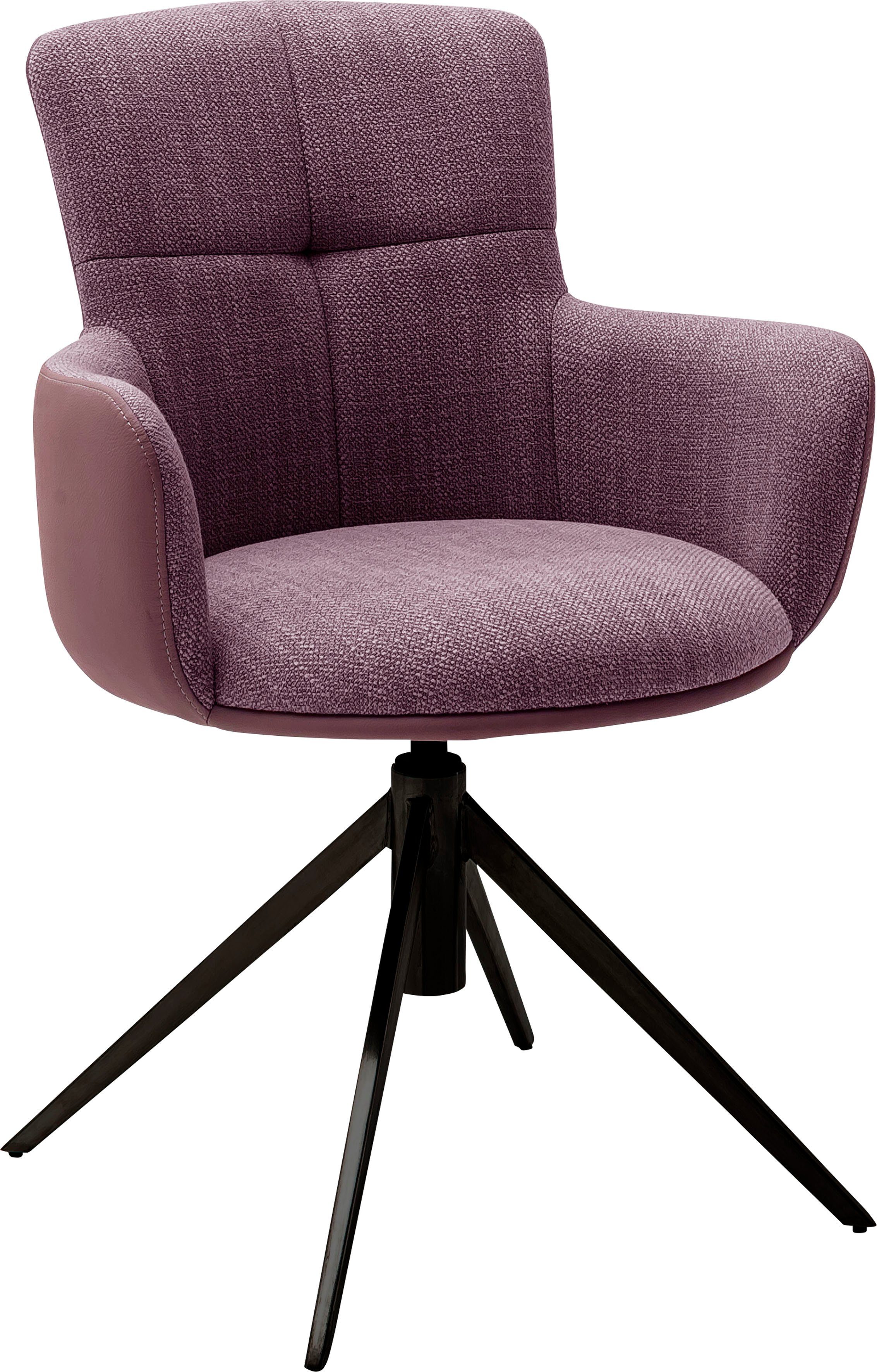 MCA Merlot Metall 2er Mecana St), kg Materialmix, matt Stuhl furniture Esszimmerstuhl 360° Nivellierung, drehbar Schwarz Set 2 | bis mit | 120 lackiert Merlot (Set,