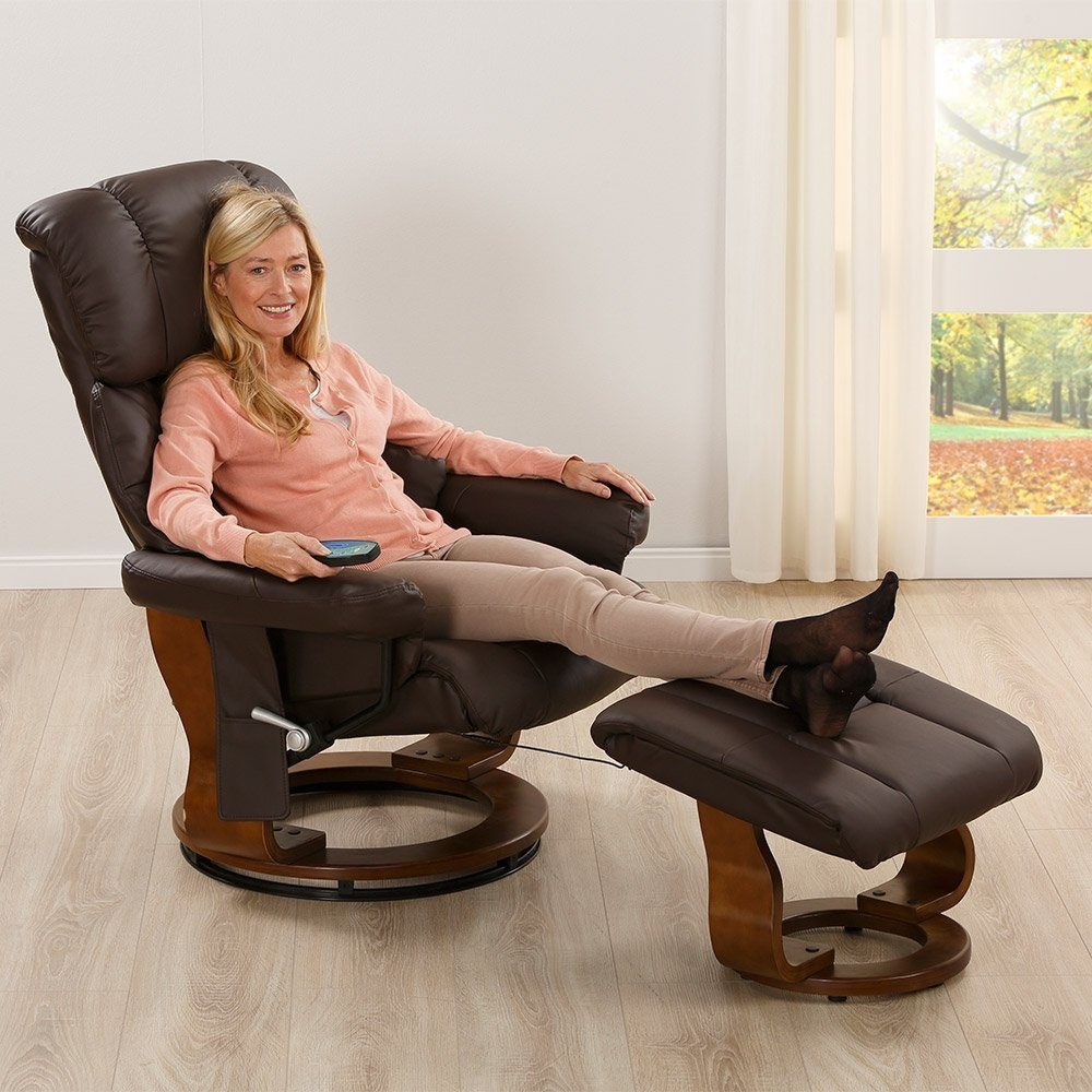 aktivshop Relaxsessel aus Braun Massagefunktion »Deluxe« (bestehend Sessel und mit Hocker)