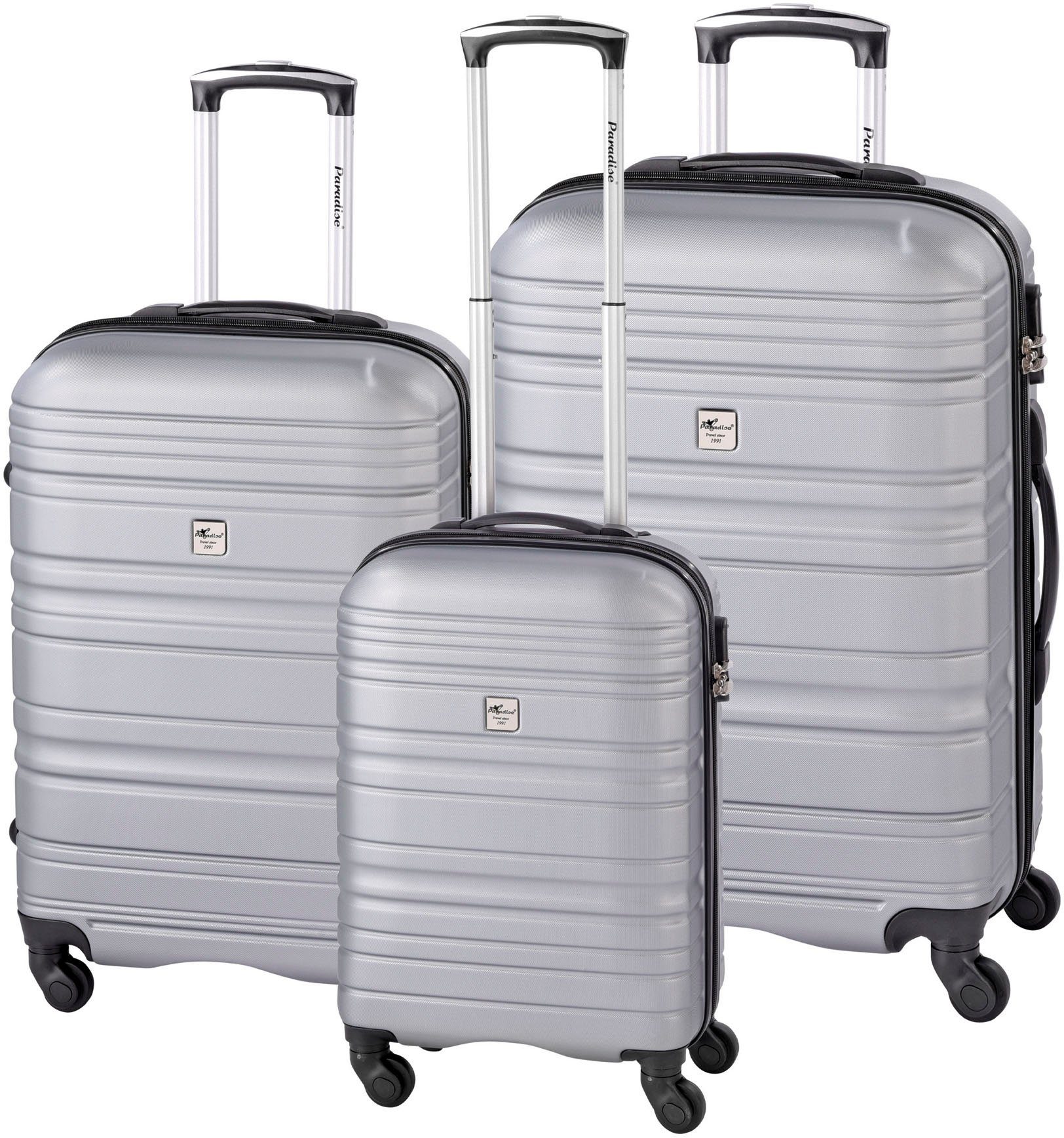 Paradise by CHECK.IN Trolleyset Santiago, 4 Rollen, (Set, 3 tlg) Silber