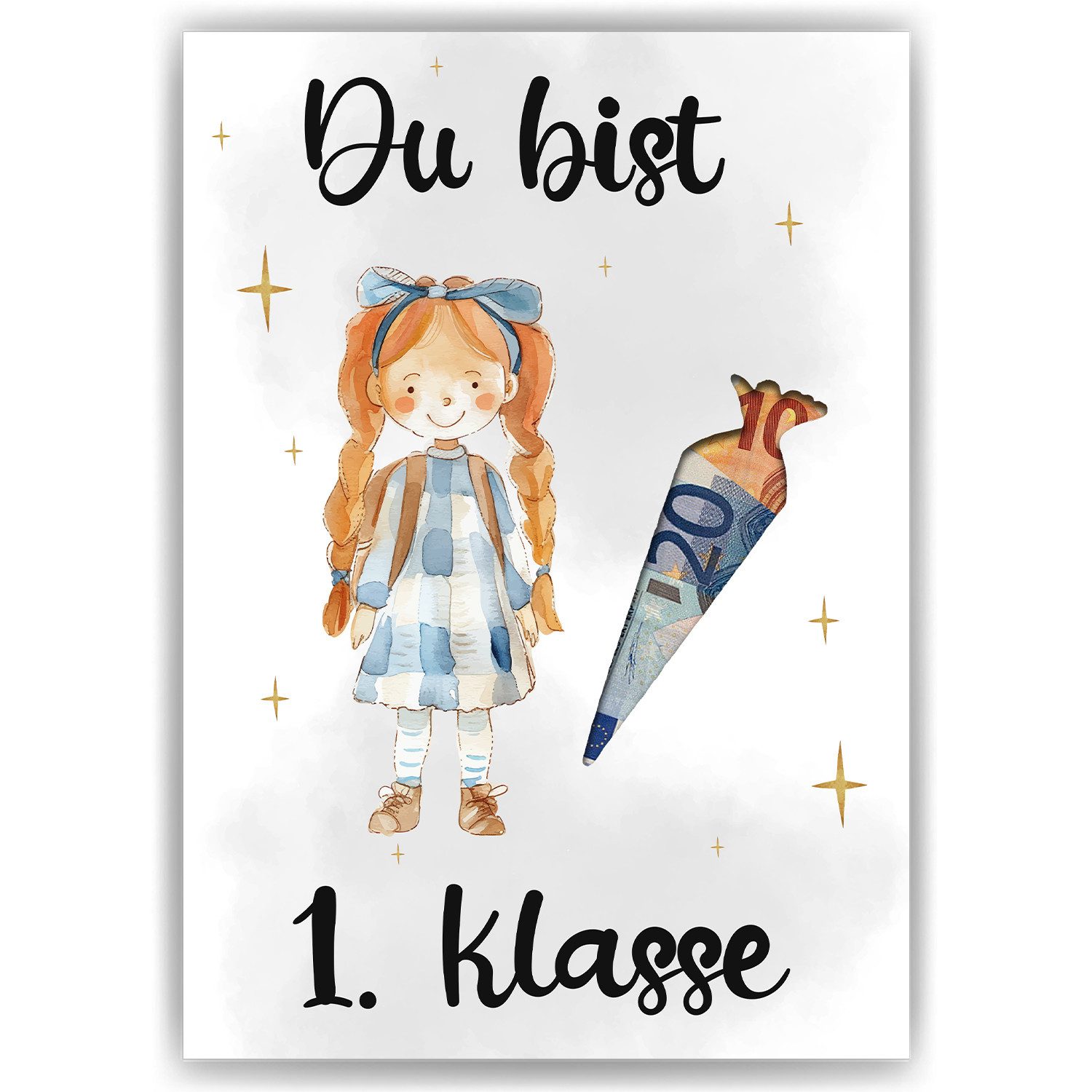 Poster Einschulung Zuckertüte Geldgeschenk Schulanfang Wunscherfüller