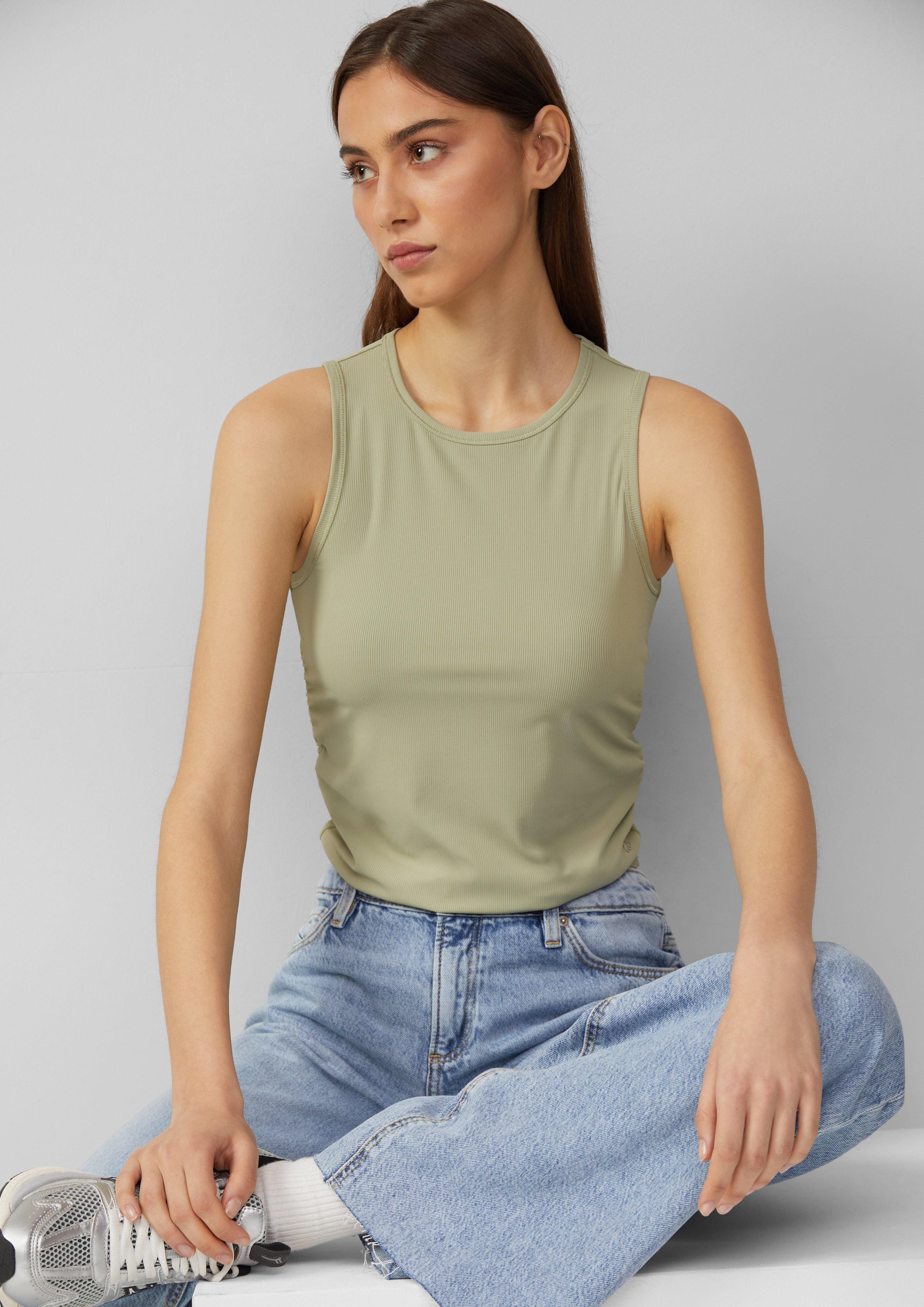 Shirttop Ripptop mit seitlicher Raffung, QS x Vanessa Mai