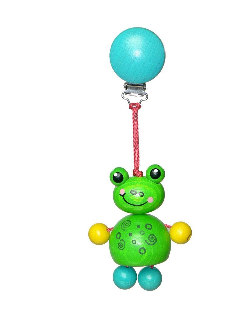 HESS SPIELZEUG Kinderwagenkette Holzspielzeug Clipfigur Frosch Toni BxLxH 60x45x170mm NEU