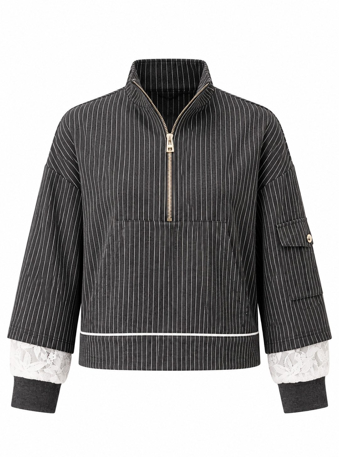 Liu Jo Sweatshirt lässiges Sweatshirt mit Zipper und Streifenmuster für Damen