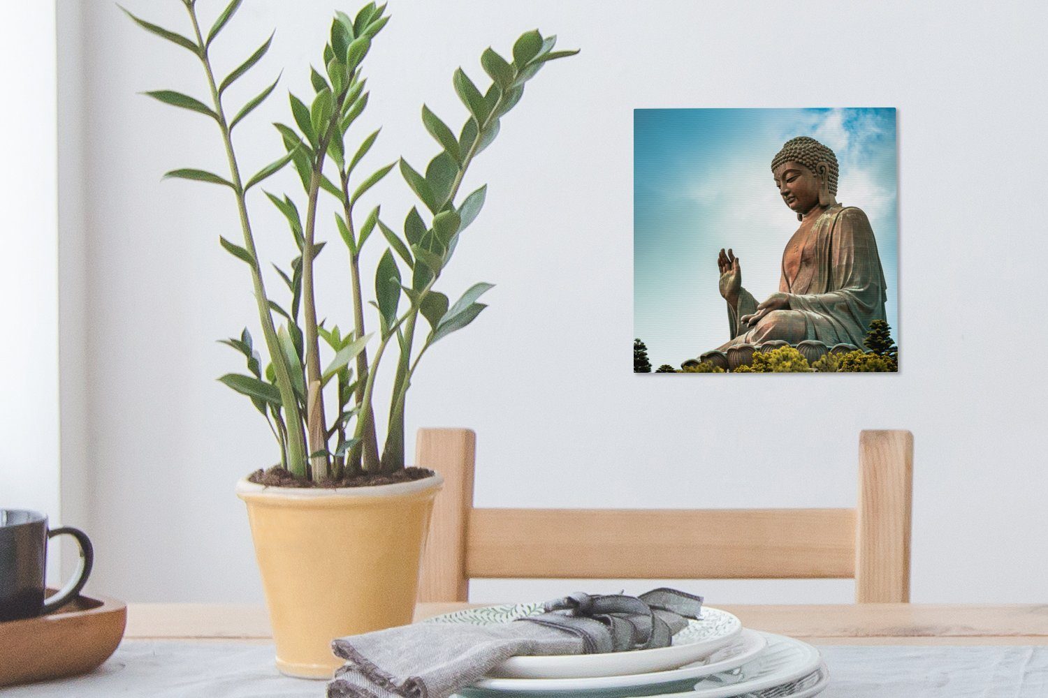 OneMillionCanvasses® Leinwandbild Leinwand dem für über Tian (1 Wohnzimmer Bilder St), Wolken Tan Hongkong, Schlafzimmer in Buddha