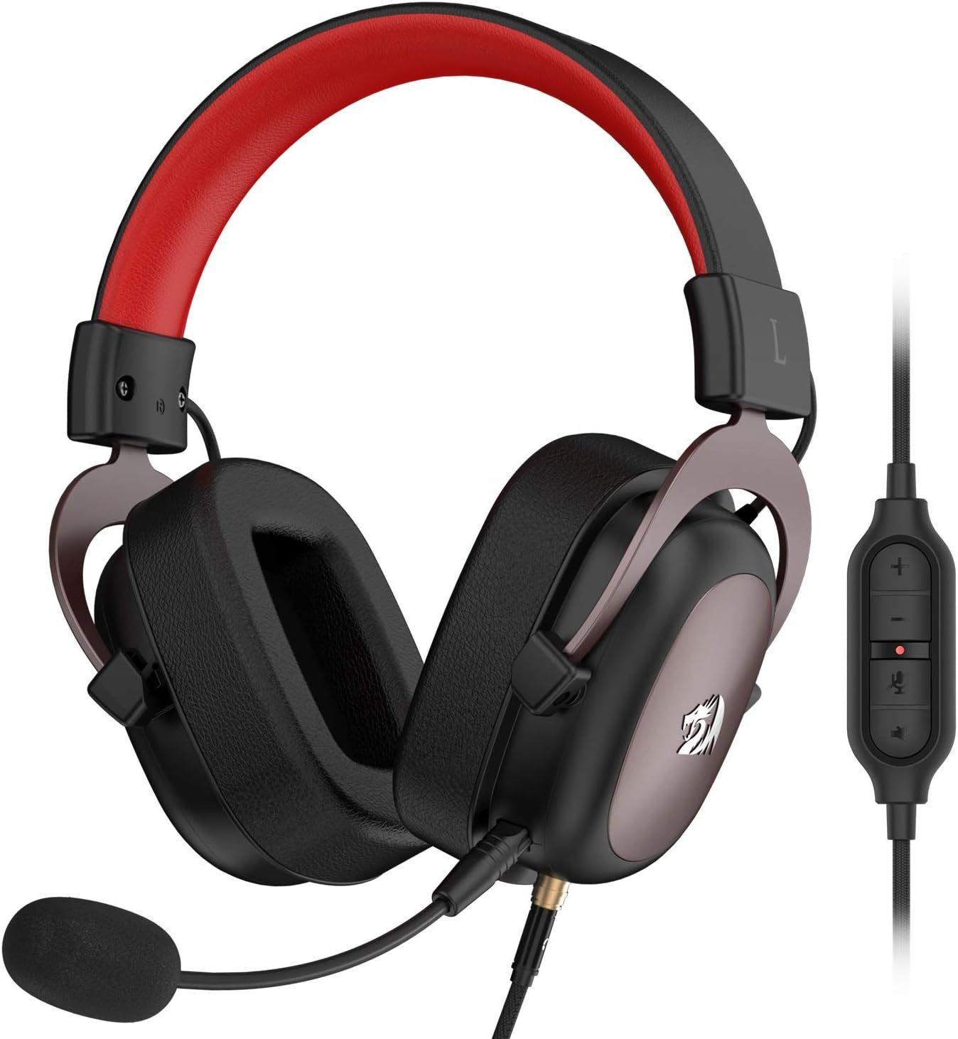 Kabelgebundene Gaming-Kopfhörer abnehmbarem Mikrofon, (Memory Redragon mit 1 Foam-Ohrpolster 53-mm-Treiber) 7.1-Surround-Sound Gaming-Headset