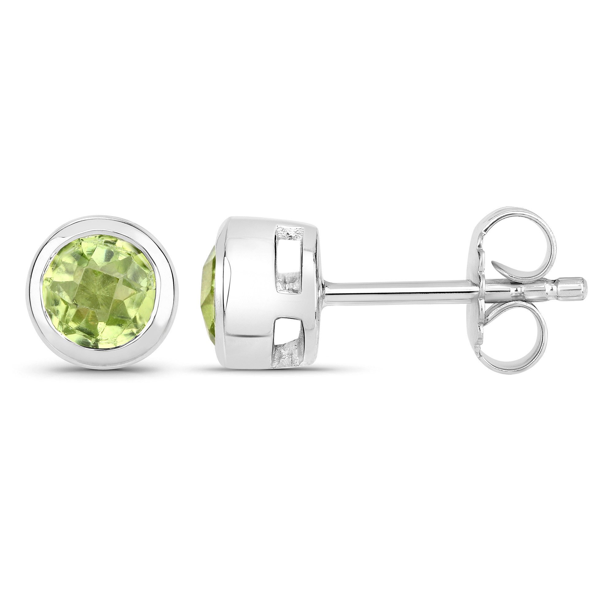Vira Jewels Paar Ohrstecker 925-Sterling Silber rhodiniert glänzend Peridot grün rund