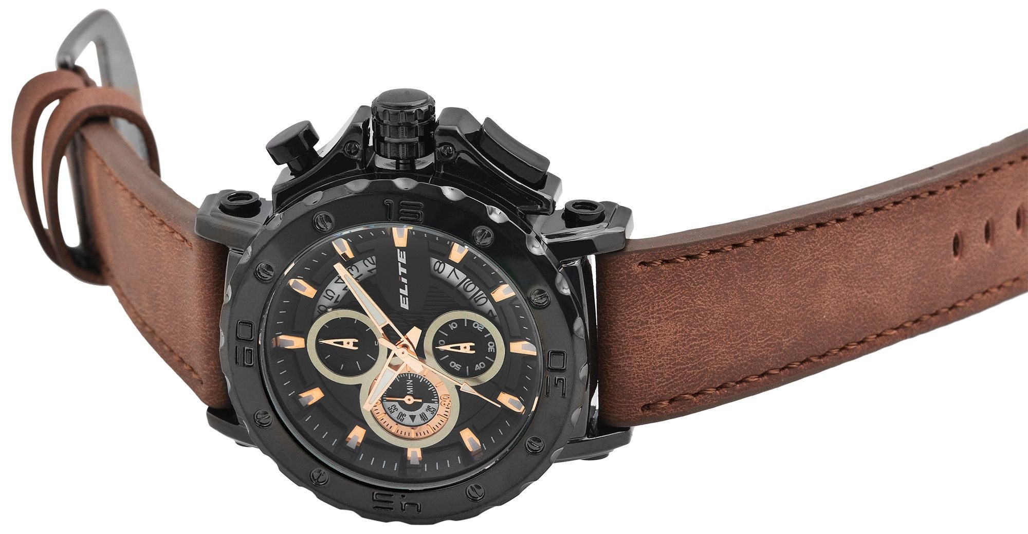 Elite Quarzuhr EL0007 ELITE Herrenchronograph mit Lederimitationsarmband, H günstig online kaufen