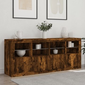 vidaXL Sideboard Sideboard mit LED-Leuchten Räuchereiche 163x37x67 cm (1 St)