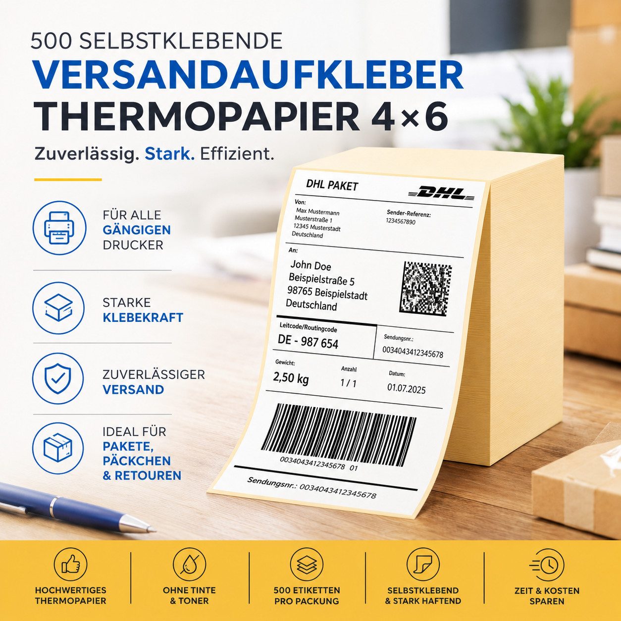 TK Gruppe Etiketten Versandetiketten 20 x 11 cm – Versandaufkleber DHL DPD GLS Label