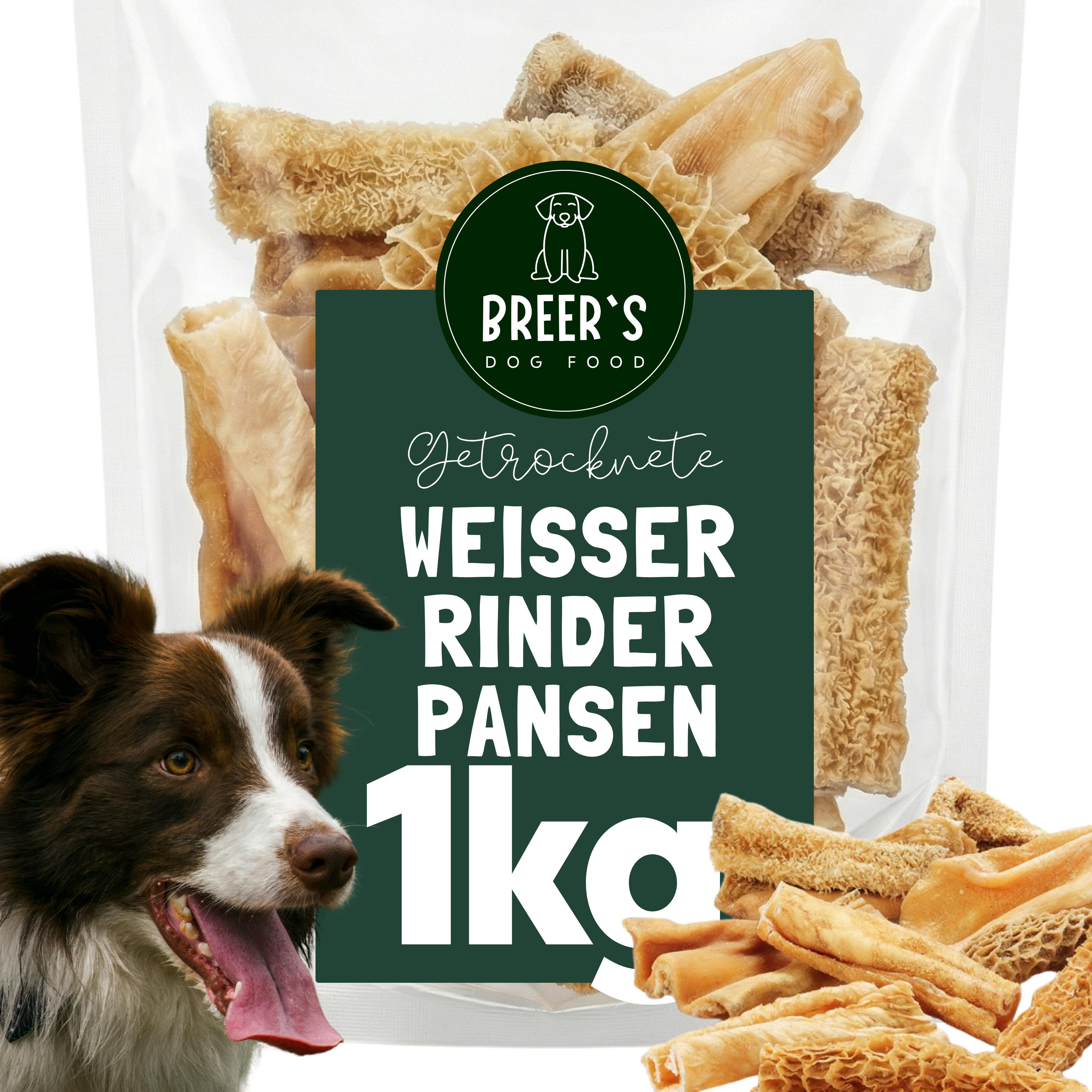 Breers Pet Food Rinderpansen Weiß Hundeleckerli Hundesnack, Snack für: Hunde, Naturkauartikel, Leckerli getreidefrei, Kausnack zuckerfrei