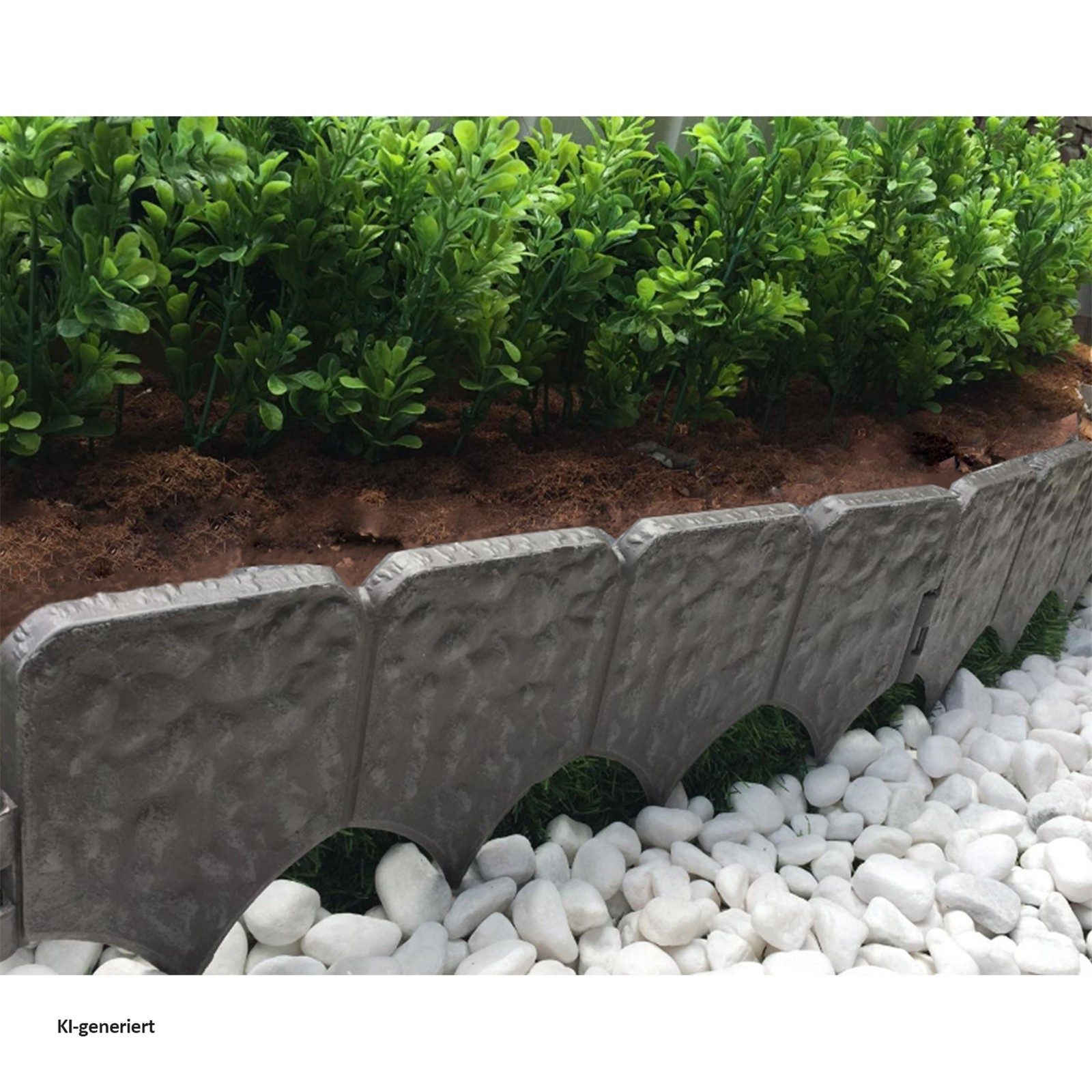HTI-Living Beetumrandung Beetumrandung Nessa Stone 4-teilig Grau, LxH: 41x14 cm, Set, 4 Module, Beetbegrenzung Beeteinfassung