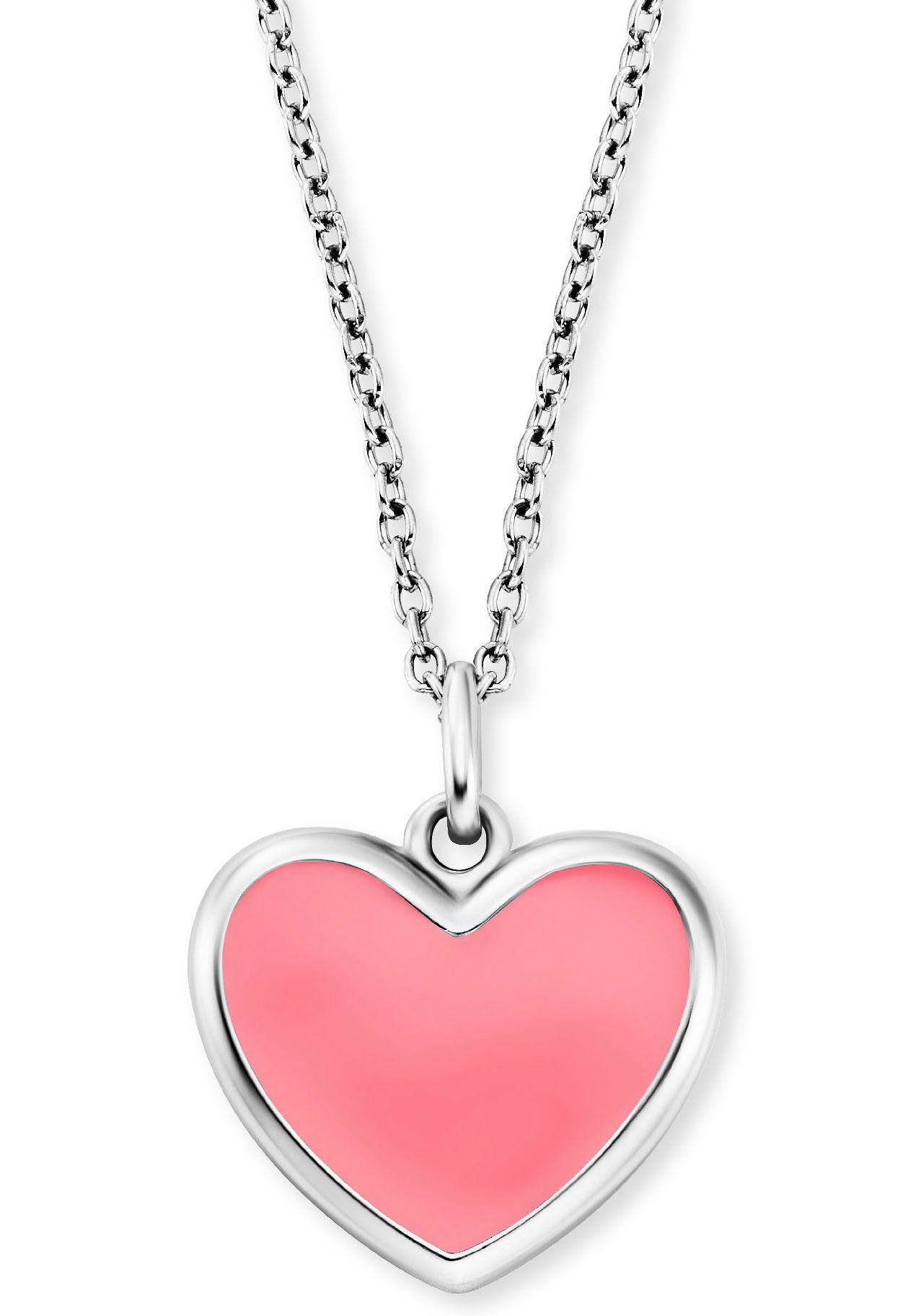 Schmuck Herz, Heart, silberfarben-rosa HEN-HEART-06, Kette Geschenk, Anhänger Little HEN-HEART-13 Herzengel mit