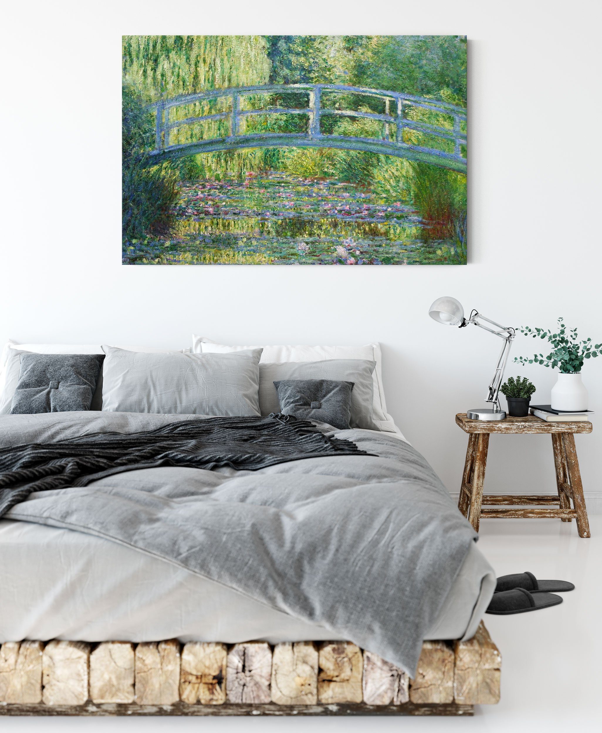 Pixxprint Leinwandbild Claude Monet - japanische Brücke über den Seerosenteich II, Claude Monet - japanische Brücke über den Seerosenteich II (1 St), Leinwandbild fertig bespannt, inkl. Zackenaufhänger