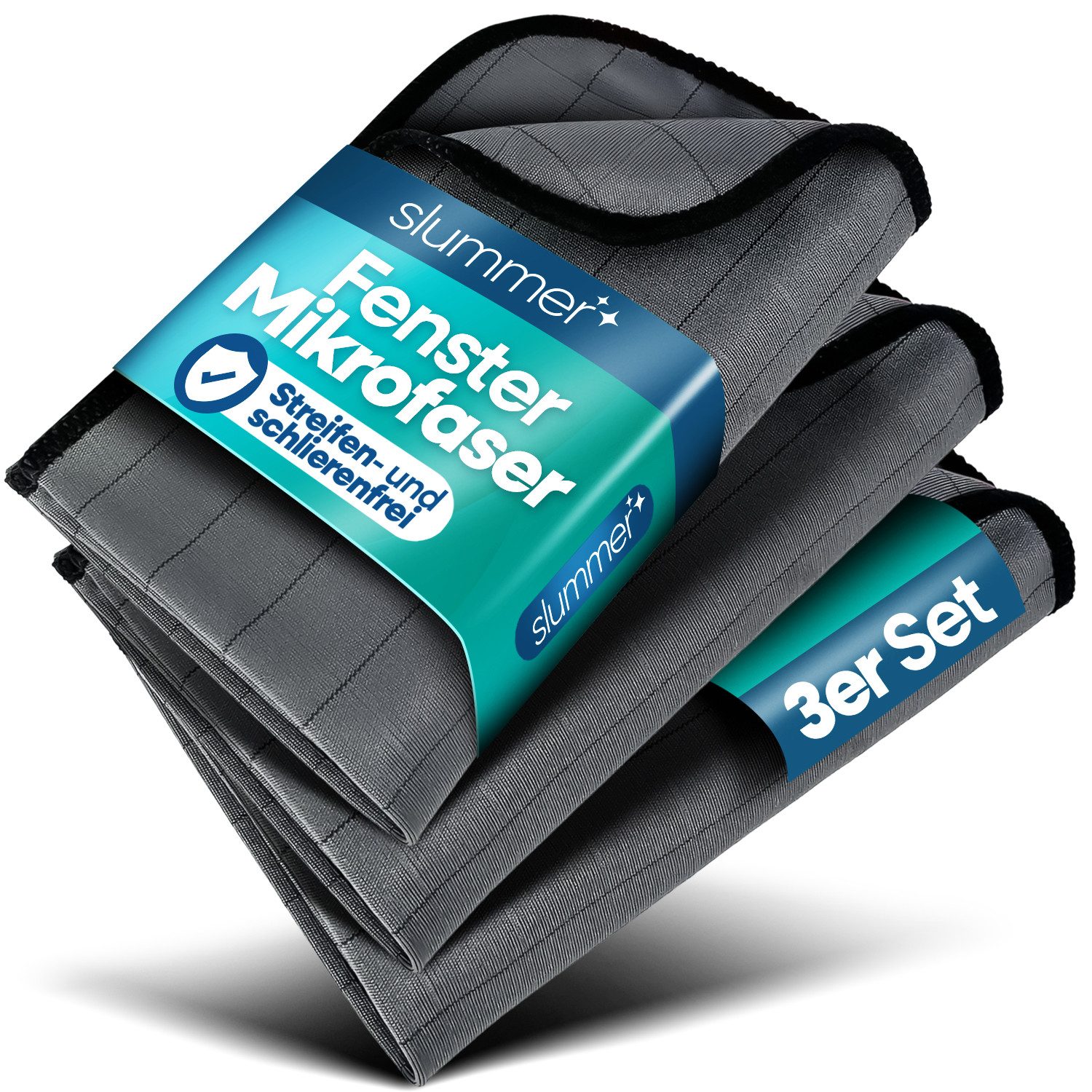 Slummer Fensterputztuch Spiegel Dusche streifenfrei Putztuch Mikrofasertuch (Mikrofaser, 40x50 cm, Spar-Set, 3-tlg., Fenstertuch, Auto Küche Camping)