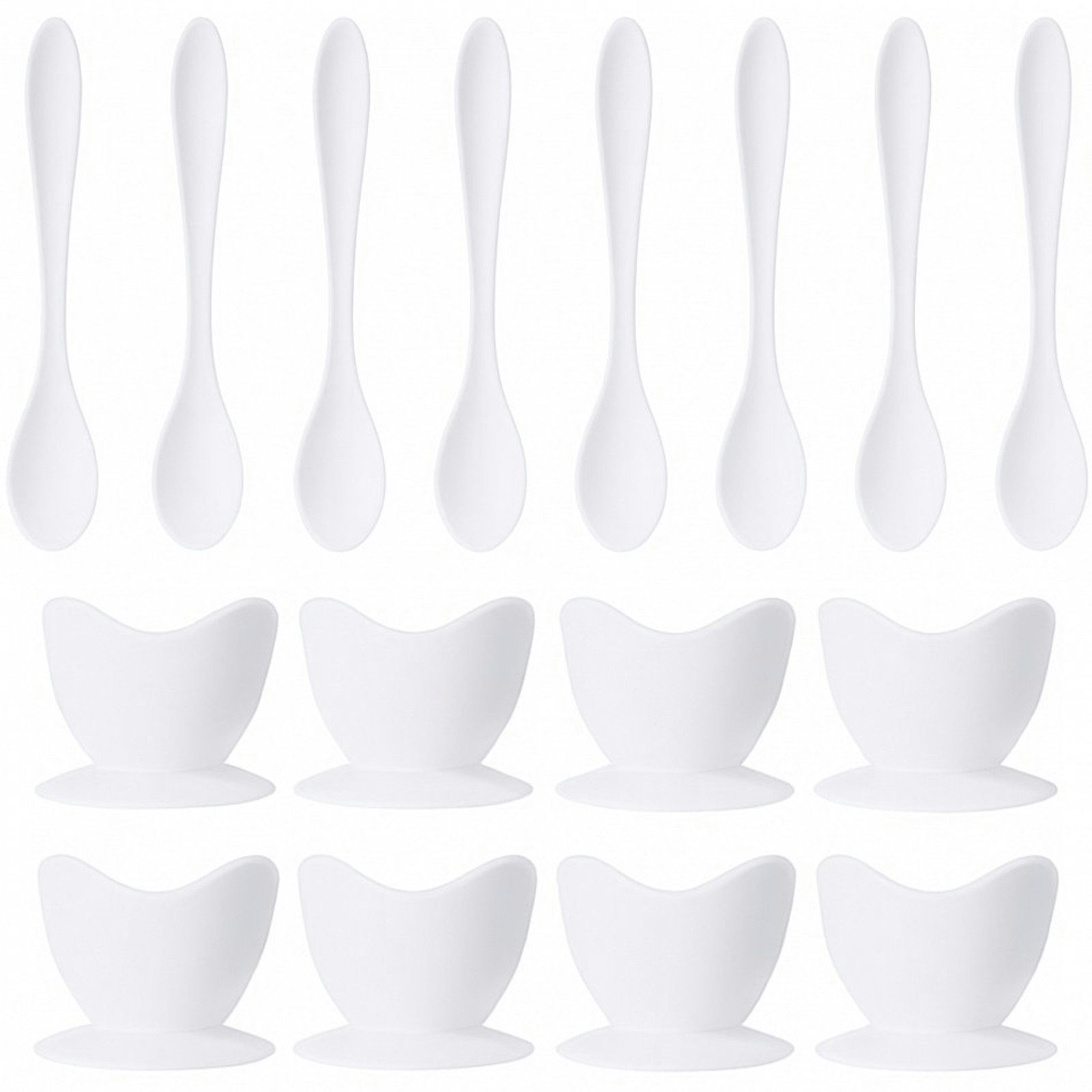 Koopman Eierbecher Kunststoff Weiß 16 tlg. Set, (16-tlg), Set, 8 Becher, Ø 5cm, 8 Löffel, Kunststoff