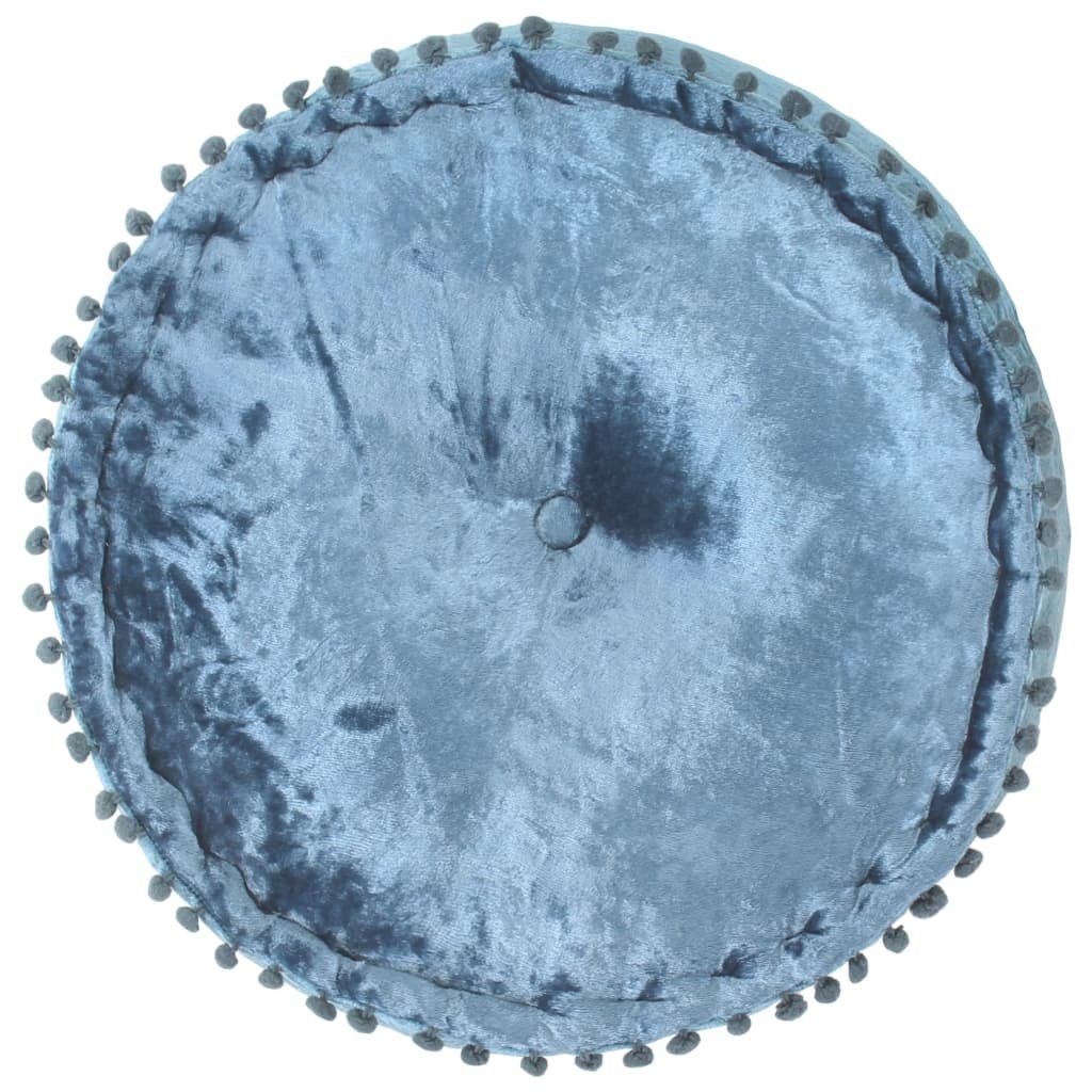 vidaXL Polsterhocker Pouf Rund Samt (1 40x20 cm Blau St)