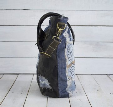 Sunsa Umhängetasche Umhängetasche aus recycelte Jeans und schwarze Canvas. Crossbody bag für Sie/ ihn, Aus recycelten Materialien