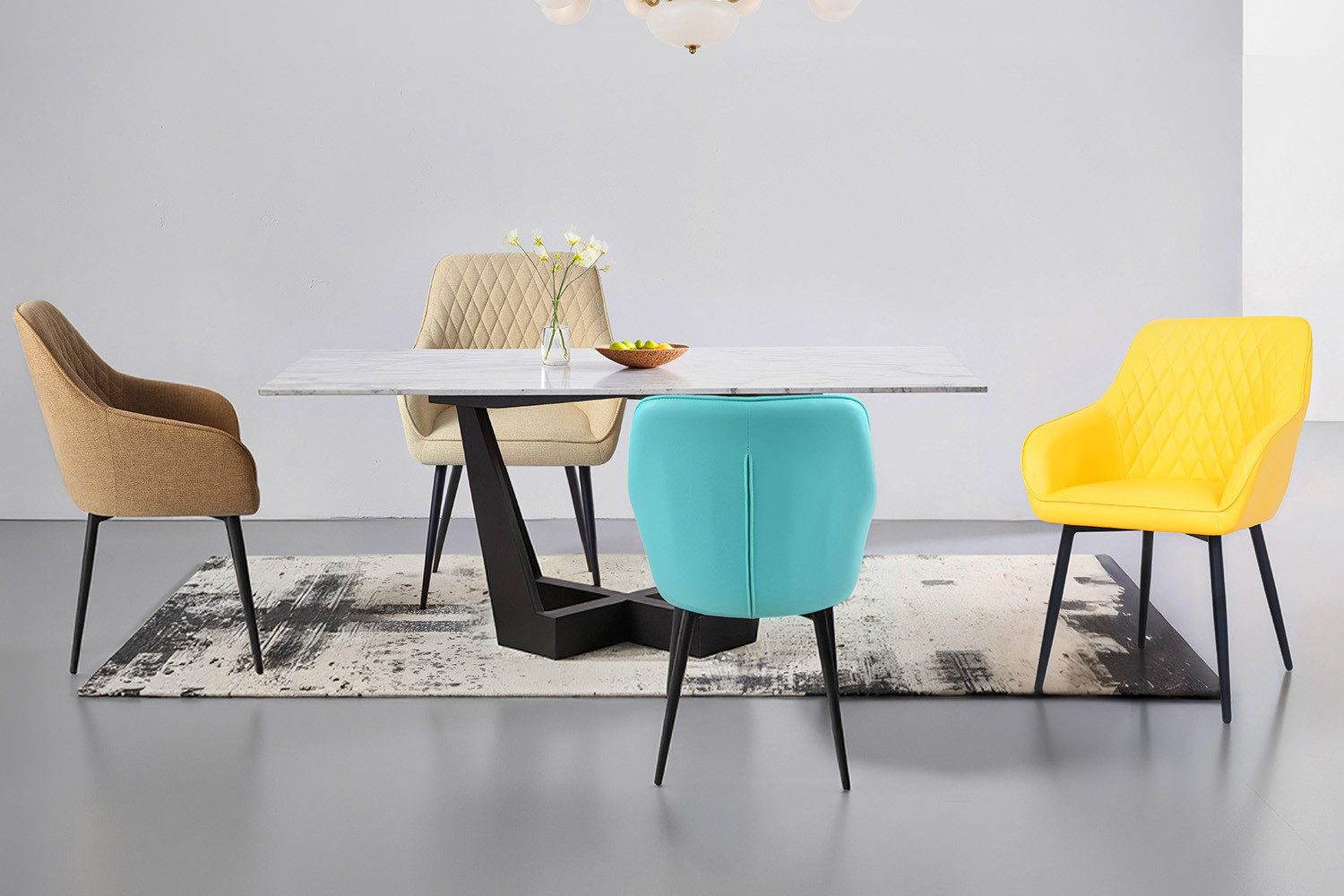 HOMAVO Esszimmerstuhl Stuhlset mit Armlehnen in Stoff oder Kunstleder (2 St), Nach EN 12520 geprüft, mit Armlehnen, Metallbeinen, weiche Polsterung