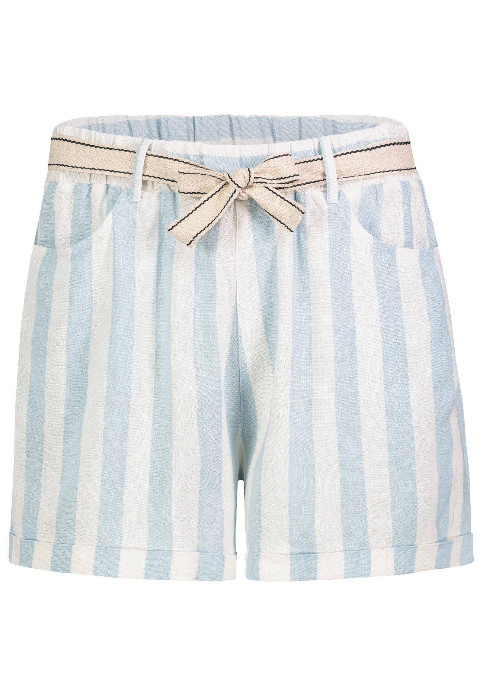Eight2Nine Shorts Bequemer Schlupfbund Mittlere Bundhöhe für Damen (1-tlg) Leinen Normal Fit Gestreift atmungsaktiv Pull-on