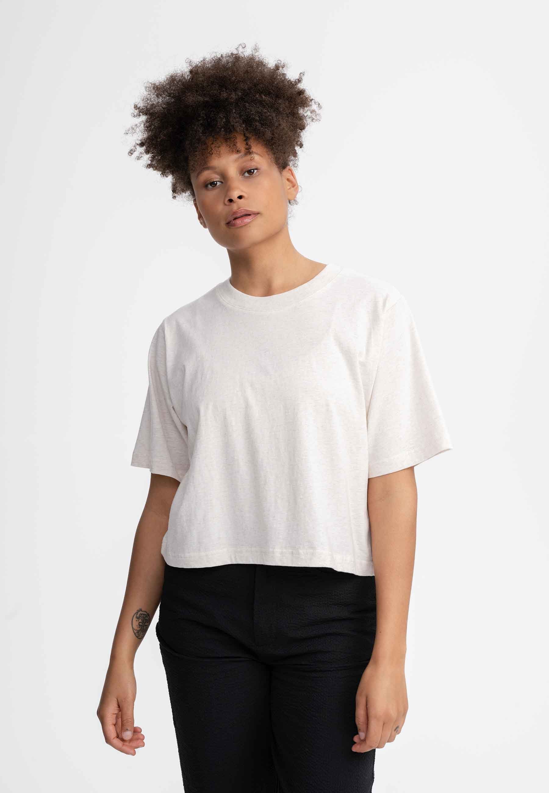 MELA Kurzarmshirt Cropped T-Shirt DESNA Rippbündchen günstig online kaufen