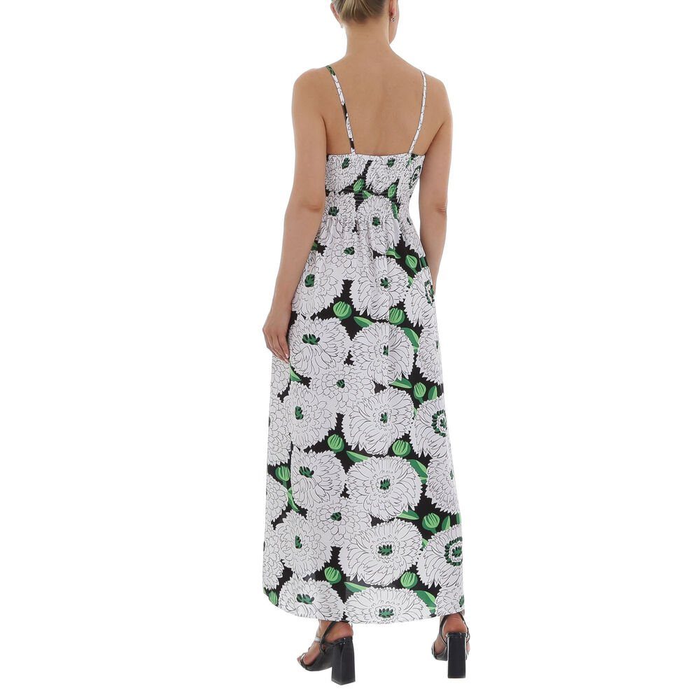 Ital-Design Sommerkleid Damen Freizeit Wickeloptik Geblümt Maxikleid in Weiß