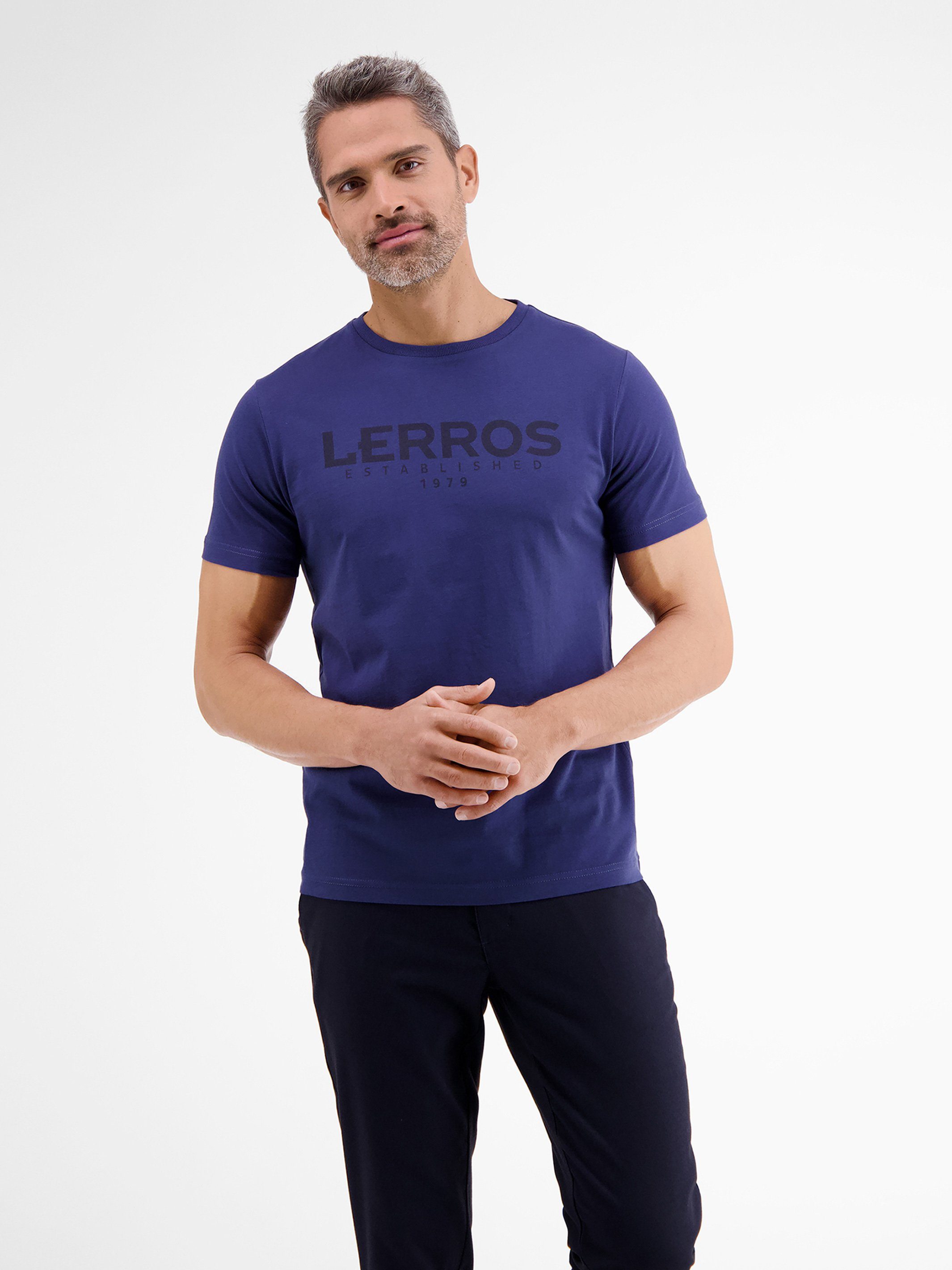LERROS T-Shirt LERROS T-Shirt mit Logoprint VINTAGE BLUE