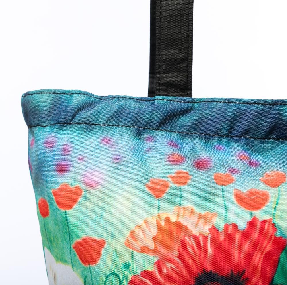Luckyweather not just any other day Shopper Einkaufstasche / Shopping Bag Motiv MOHNBLUMEN (1-tlg., 1 Stück Shopping Bag), Schultertasche beidseitig bedruckt mit Motiv bedruckt