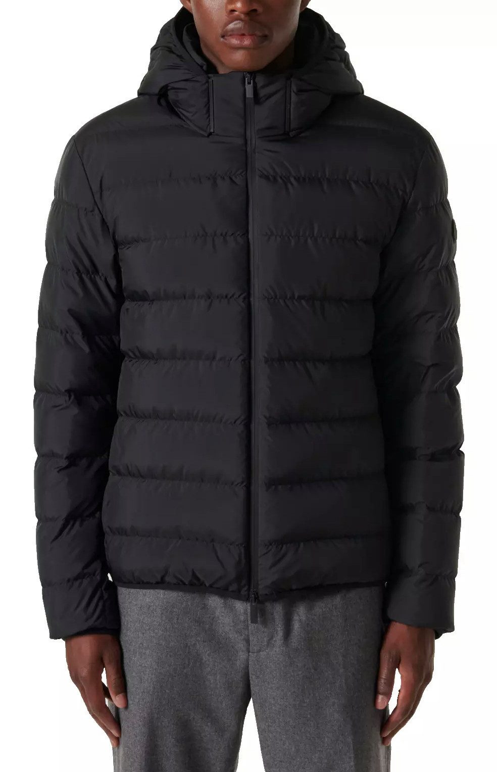 MONCLER Daunenjacke Bomber Jacke mit Abnehmbare Kapuze Mikroweichem Nylon-Technique, Zwei-Wege-Reißverschluss