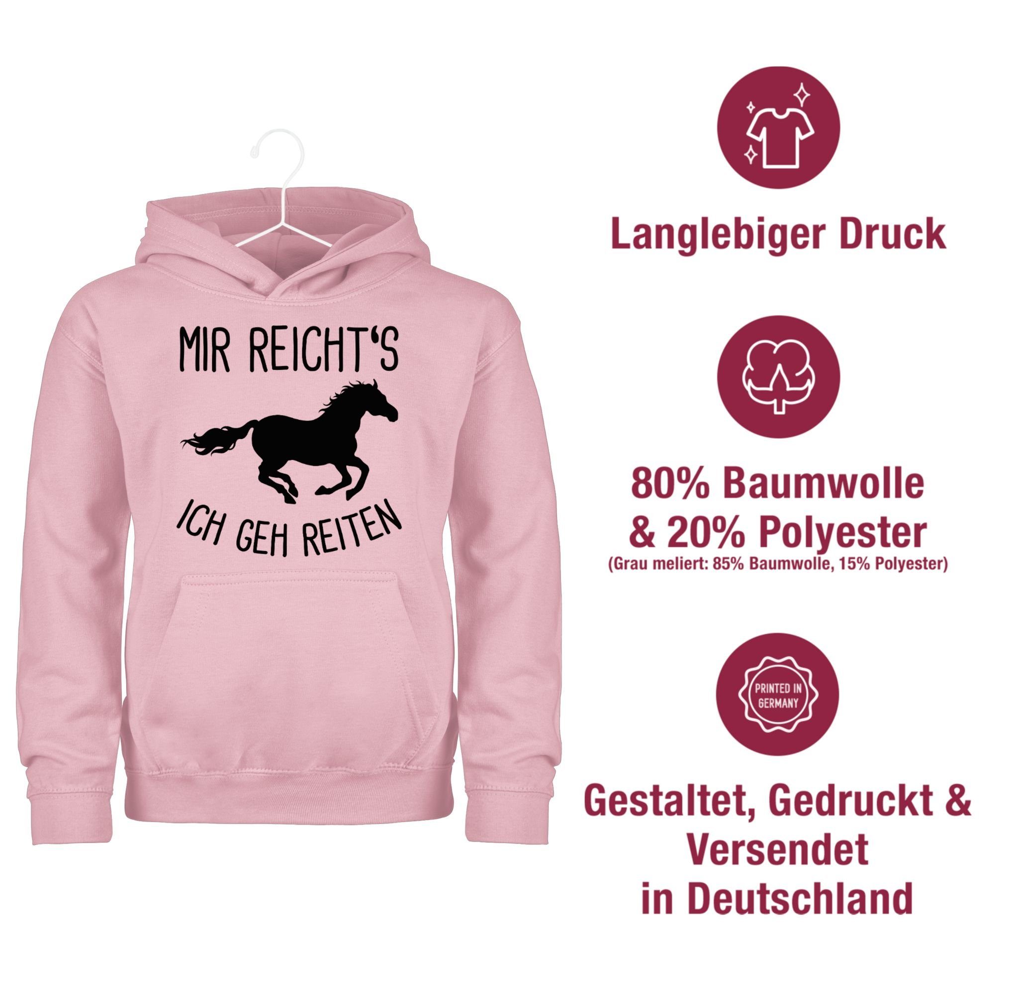 ich Shirtracer Mir Print Hoodie mit reichts Reiten Pferd Tiermotiv 2 geh Hellrosa Animal