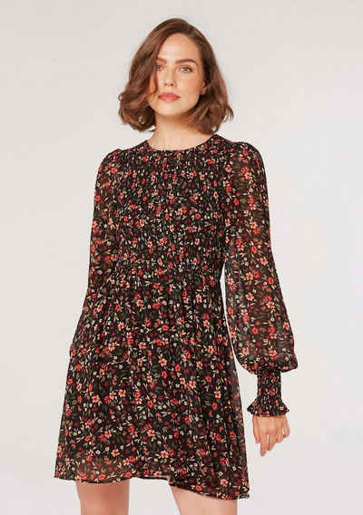 Apricot Druckkleid Autumnal Ditsy Smocked Neck Dress (1-tlg) mit floralem Print