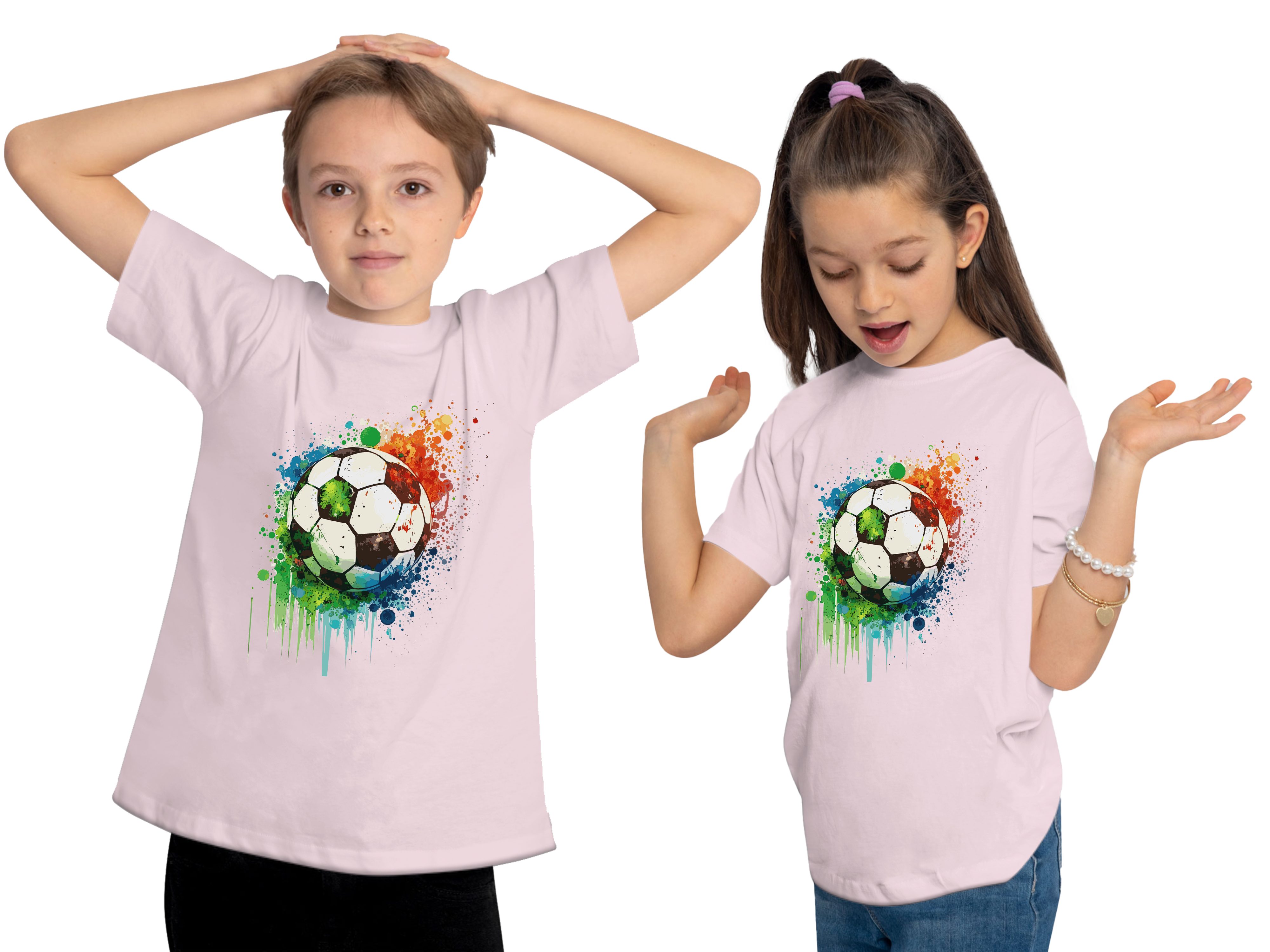 MyDesign24 T-Shirt Kinder Fussball Print Shirt Bedrucktes Fussball T-Shirt i475