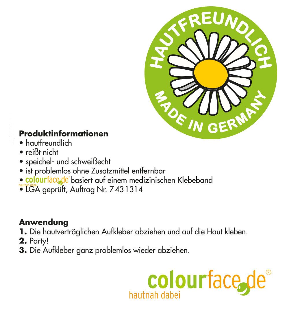 Fries Schmuck-Tattoo 6 Haut Hautaufkleber Deutschland Flagge WM EM Fußball Schwarz Rot Gold, 6-tlg., Hautfreundlich