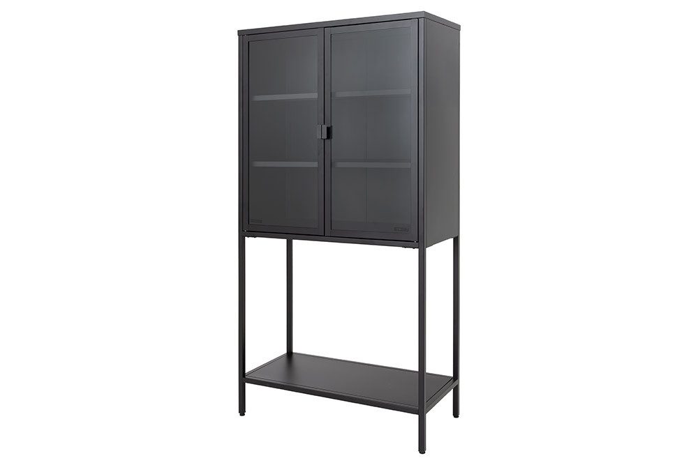 riess-ambiente Vitrine DURA STEEL 150cm schwarz · Highboard aus Metall & Glas im Loft Design (Einzelartikel, 1-St) 3 Fächer & 1 Regalboden · 2 Türen mit Magnetverschluss · Wohnzimmer