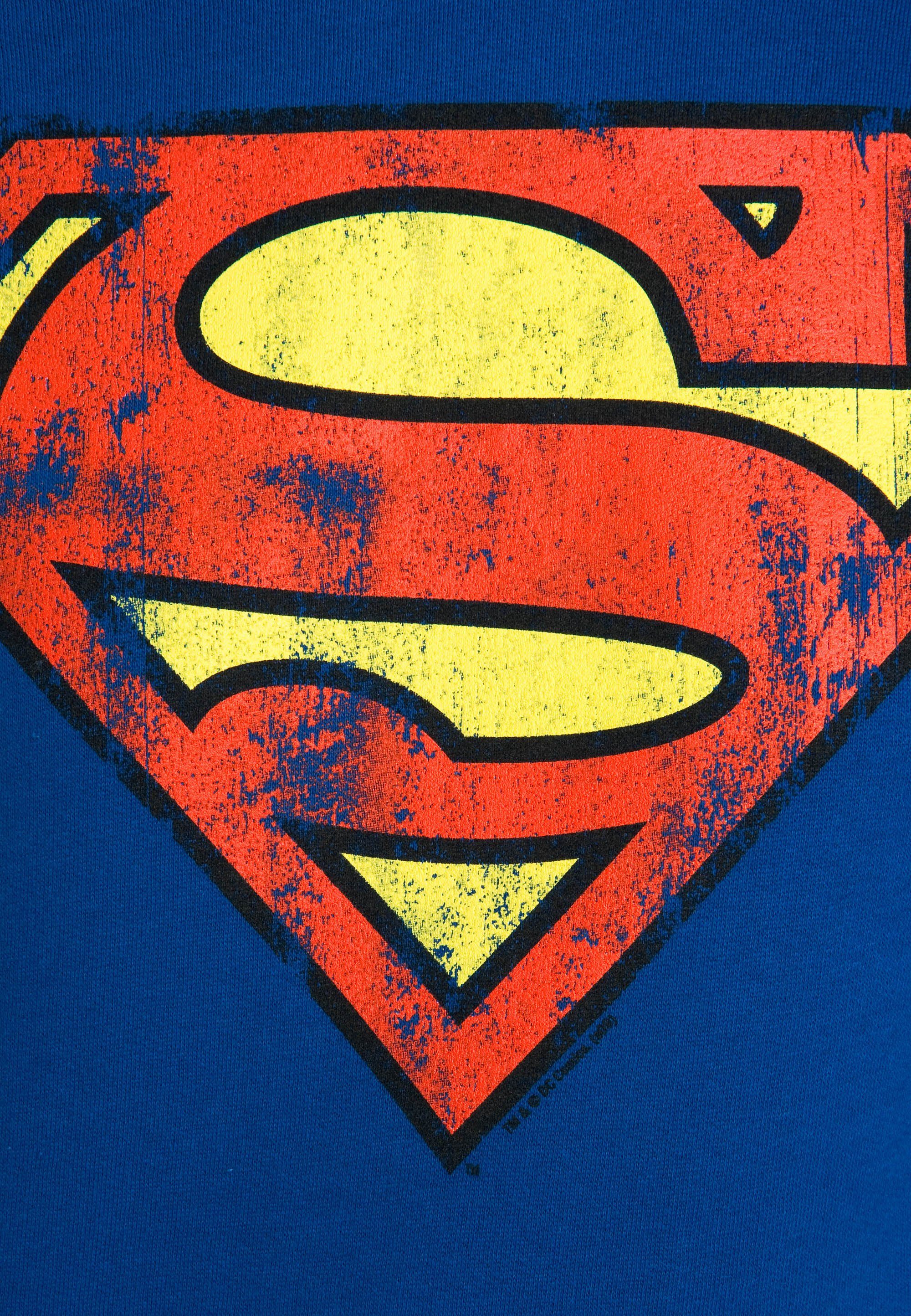 LOGOSHIRT Kapuzensweatshirt DC - Superman Logo mit Superhelden-Print
